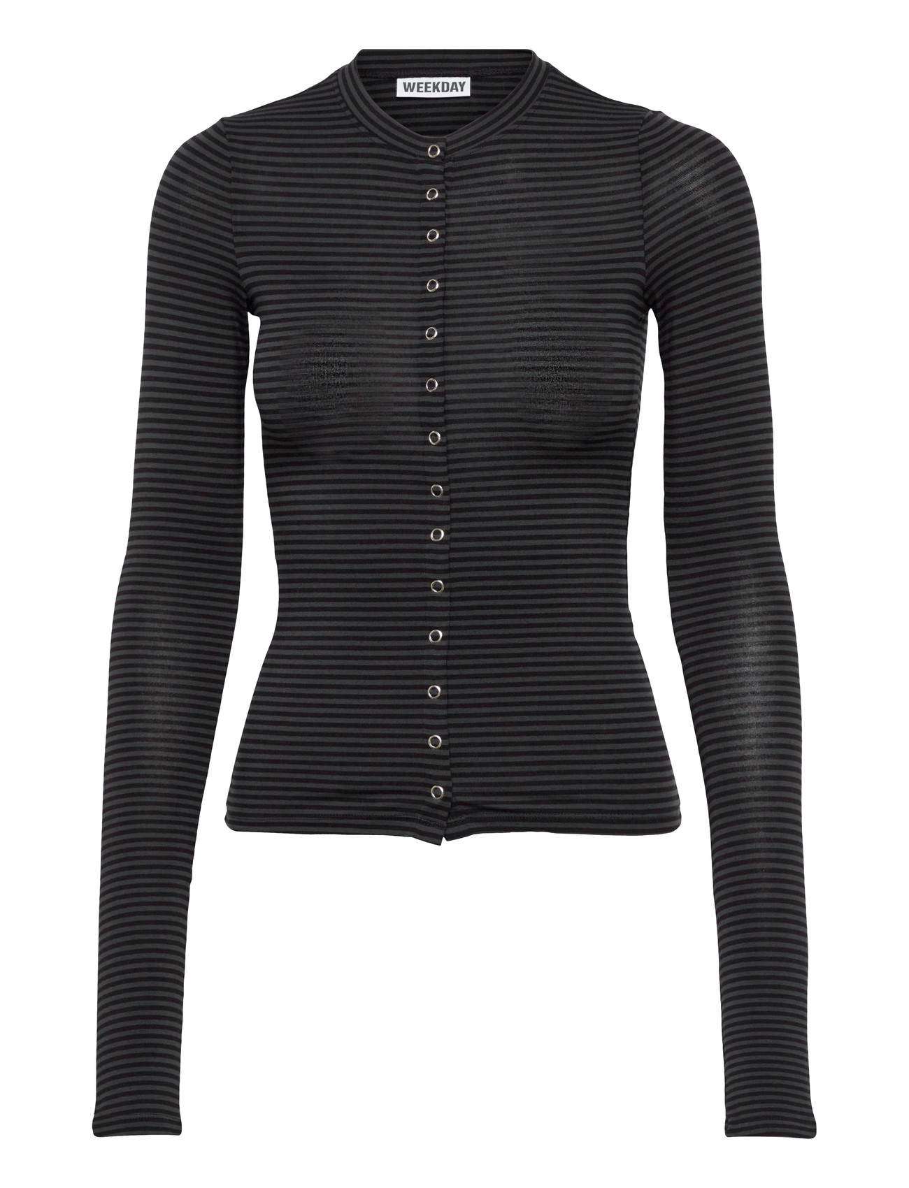Weekday Slim Long-Sleeved Buttoned Cardigan, L, Black, Strik > Cardigans, Dame