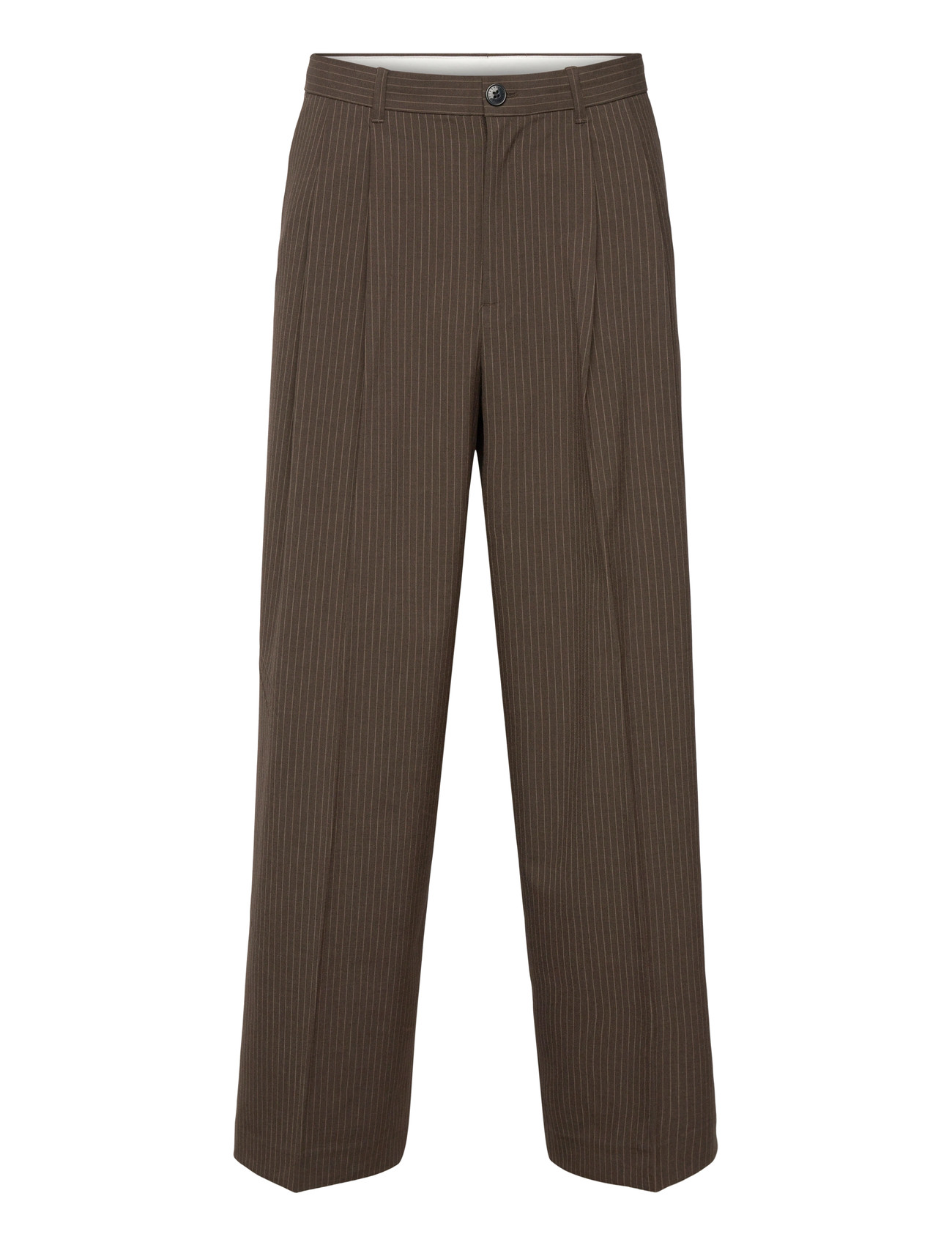 Weekday Nate Loose Fit Pleated Suit Trousers, 50, Brown, Bukser > Formelle Bukser, Herre