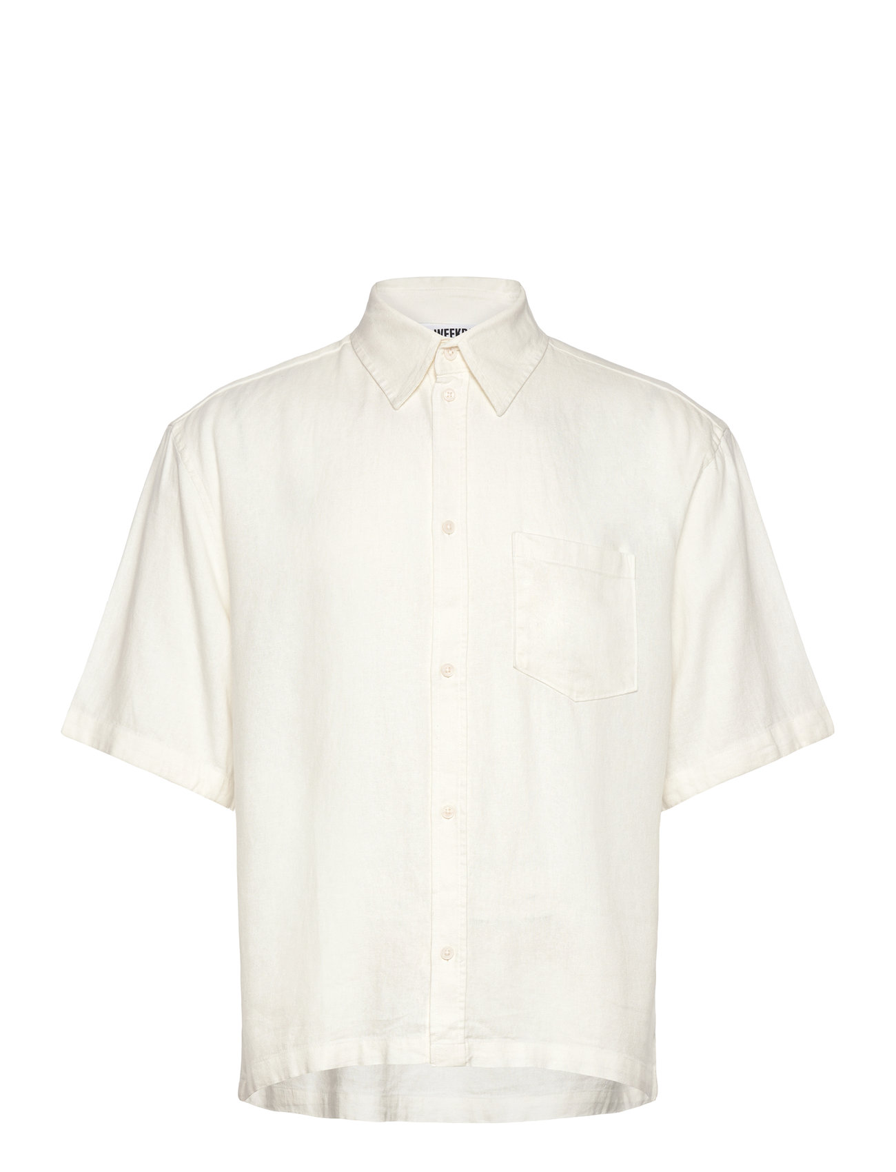 Weekday Relaxed Short-Sleeved Linen-Blend Shirt, XL, White, Skjorter > Kortærmede Shirts, Herre