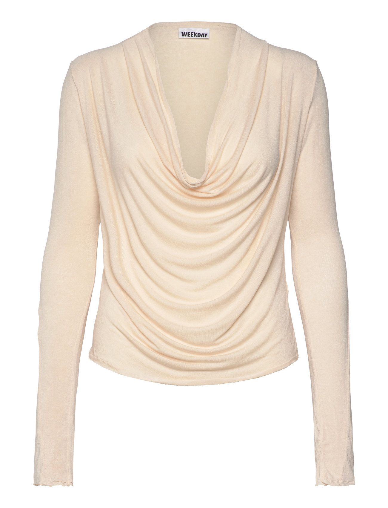 Weekday Drape Long Sleeve Top, S, Beige, T-Shirts & Toppe > Langærmede, Dame