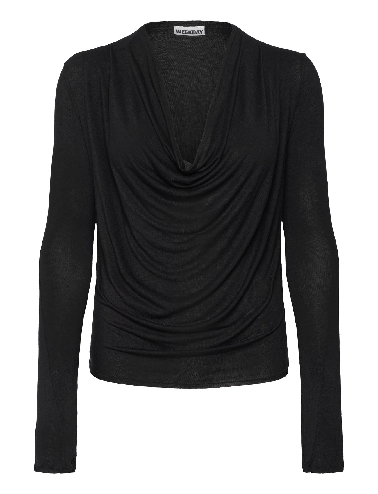 Weekday Drape Long Sleeve Top, S, Black, T-Shirts & Toppe > Langærmede, Dame