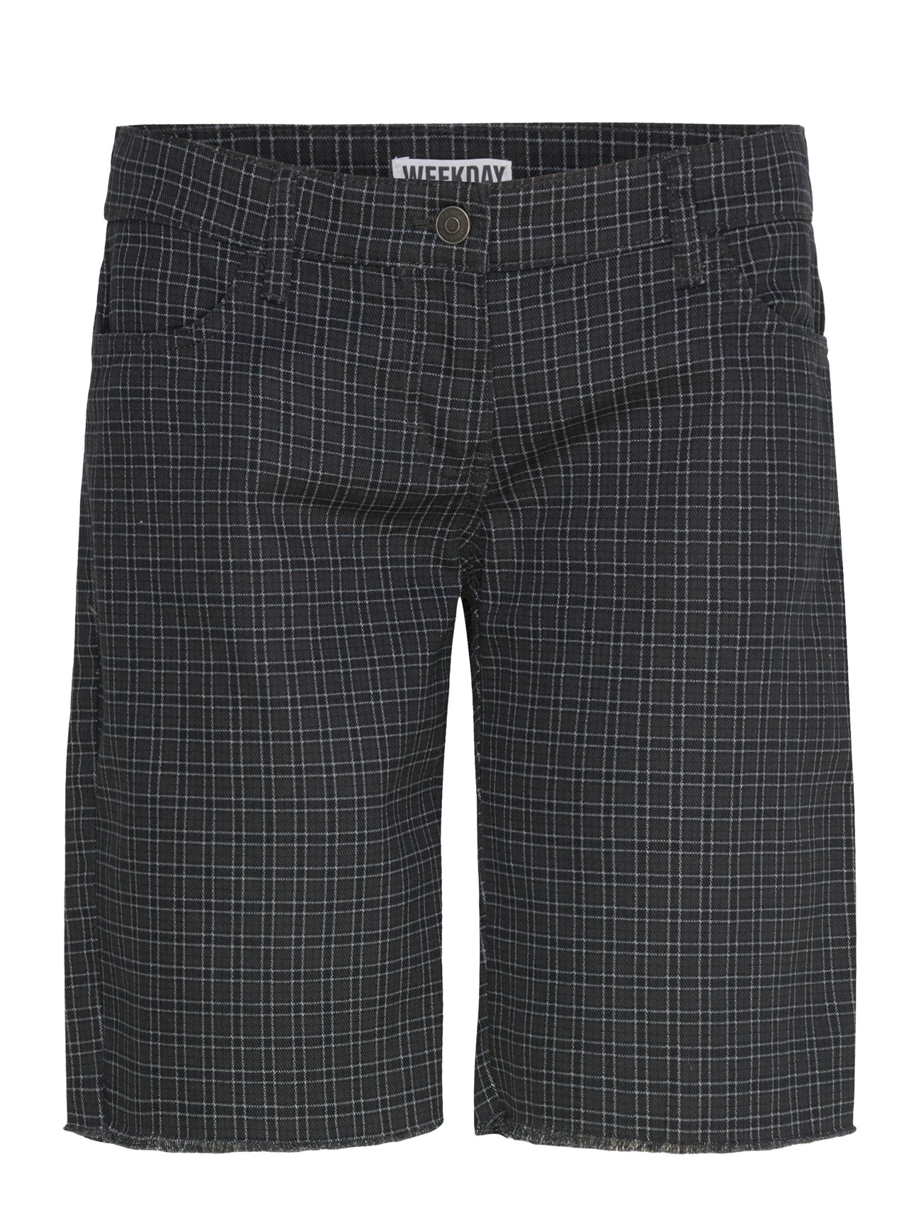 Weekday Checked Knee-Length Cotton Twill Shorts, 36, Black, Shorts > Afslappede Shorts, Dame