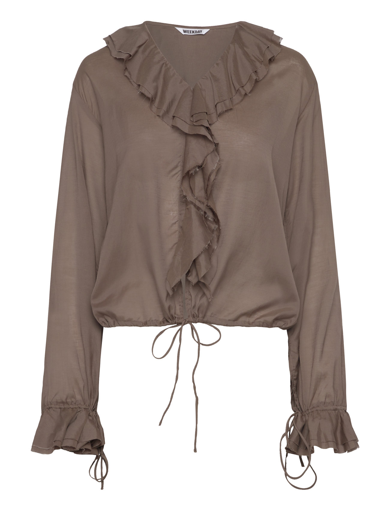 Weekday Long Sleeve Frill Top, M, Brown, Bluser > Langærmede, Dame