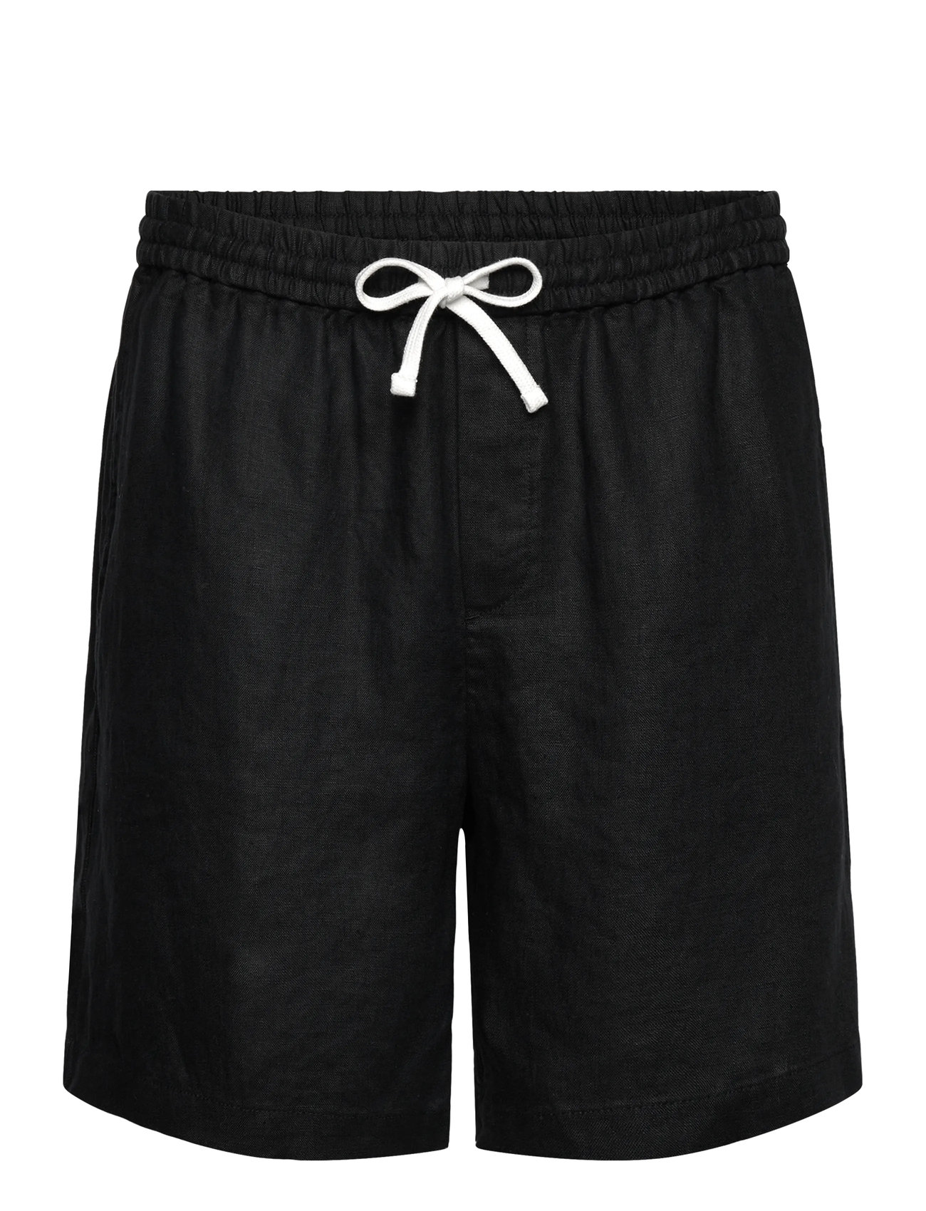 Weekday Relaxed Linen Drawstring Shorts, M, Black, Shorts > Linen Shorts, Herre