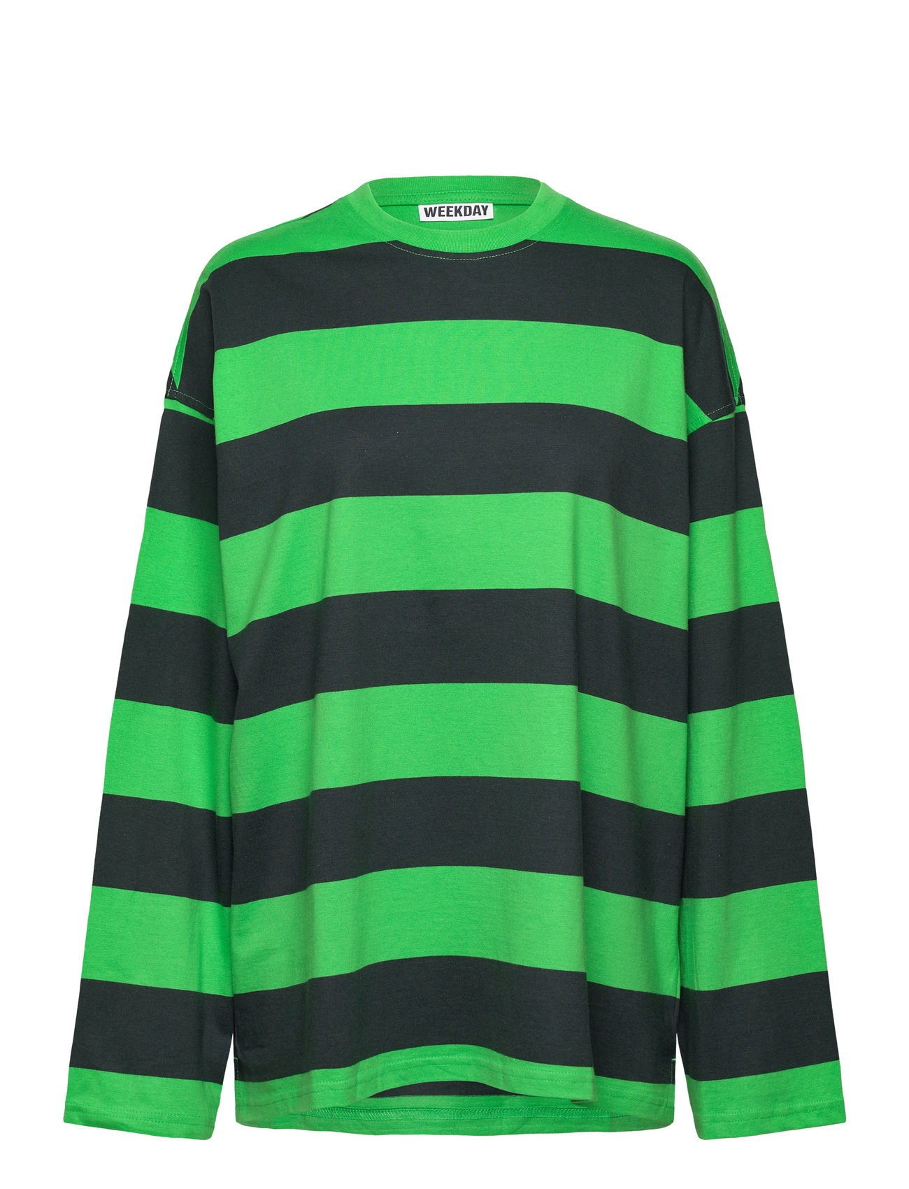 Weekday Long-Sleeved Oversized Cotton T-Shirt, S, Green, T-Shirts & Toppe > Langærmede, Dame