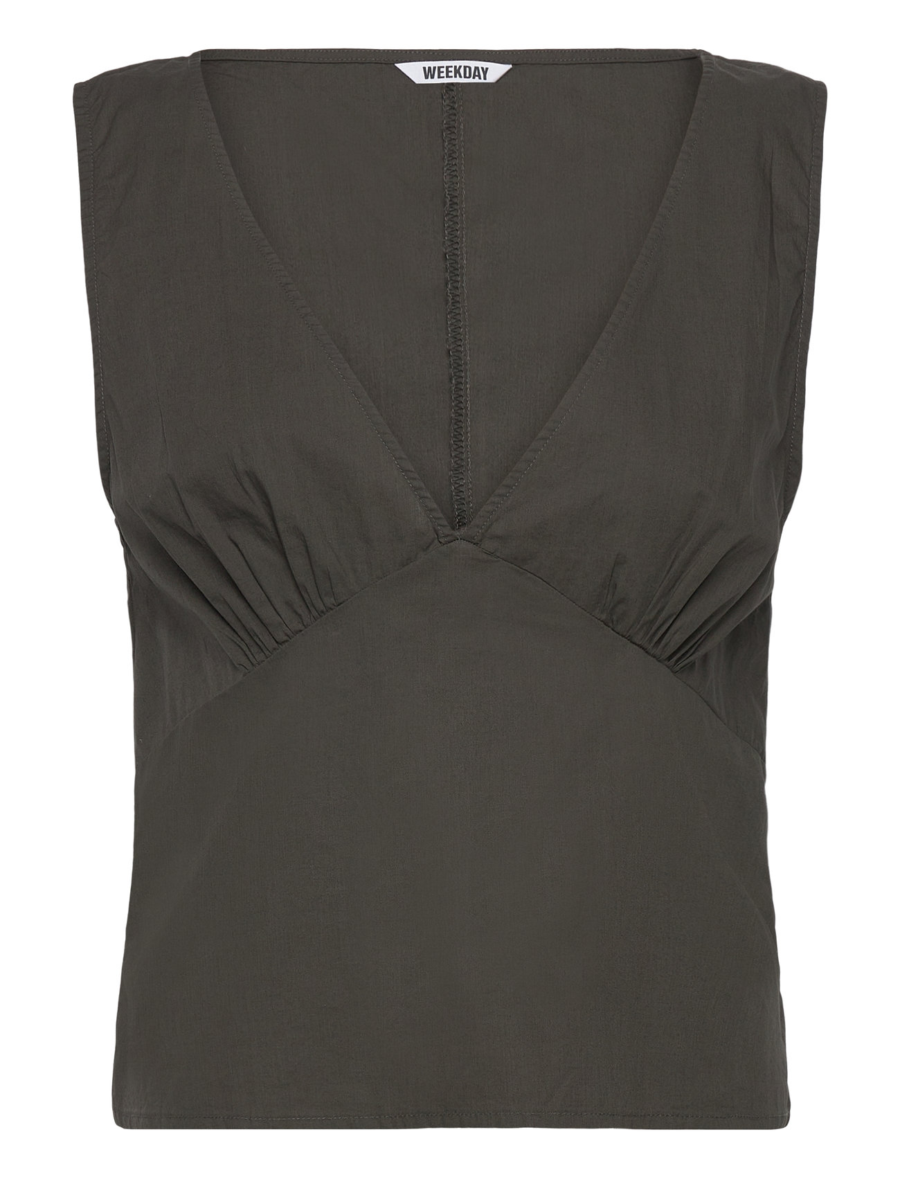 Weekday Sleeveless V-Neck Cotton Poplin Top, XL, Black, Bluser > Uden Ærmer, Dame
