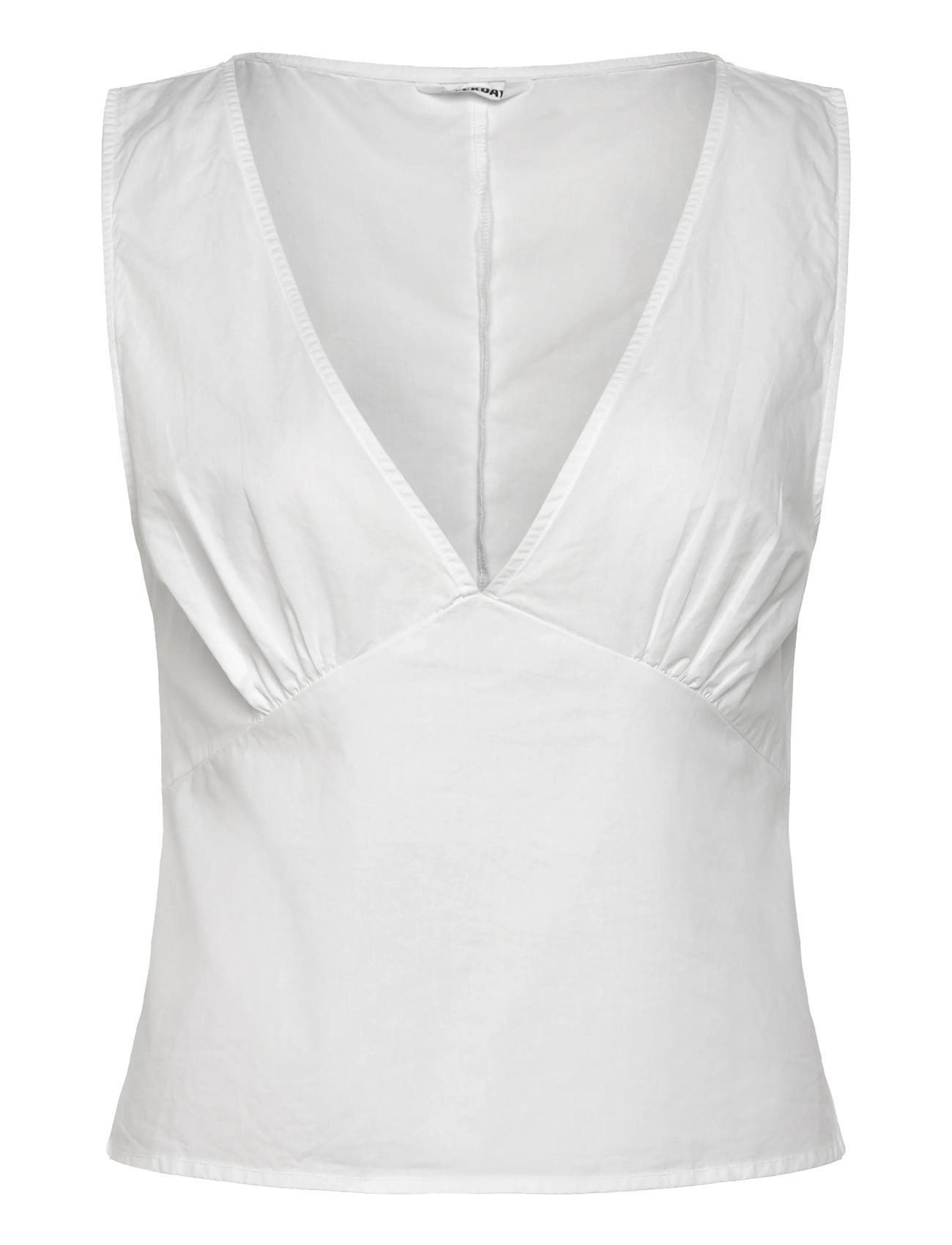 Weekday Sleeveless V-Neck Cotton Poplin Top, L, White, Bluser > Uden Ærmer, Dame