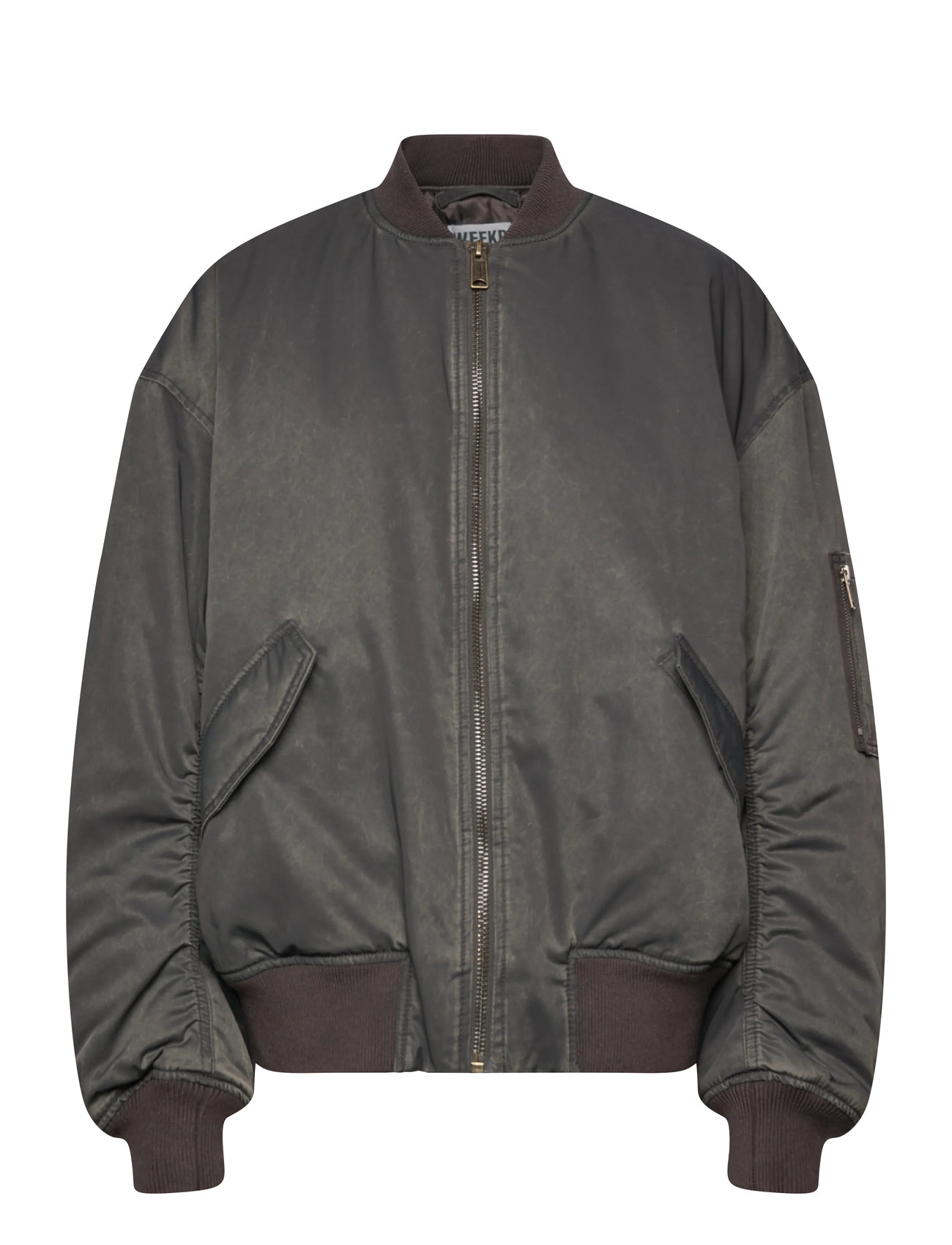 Weekday Oversized Twill Bomber Jacket, M, Grey, Jakker > Bomberjakker, Dame