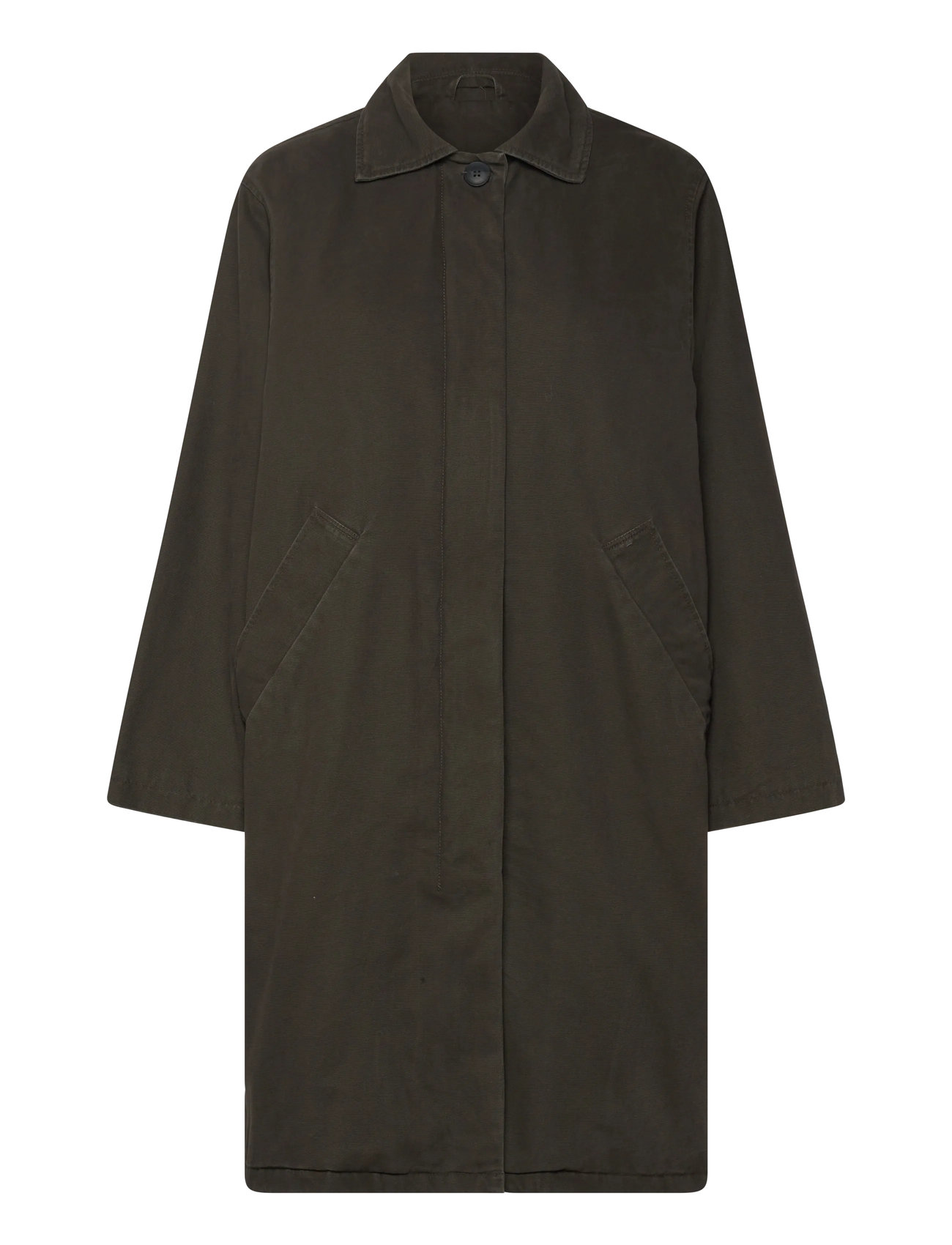Weekday Loose Fit Canvas Car Coat, L, Khaki green, Frakker > Vatterede Frakker, Dame