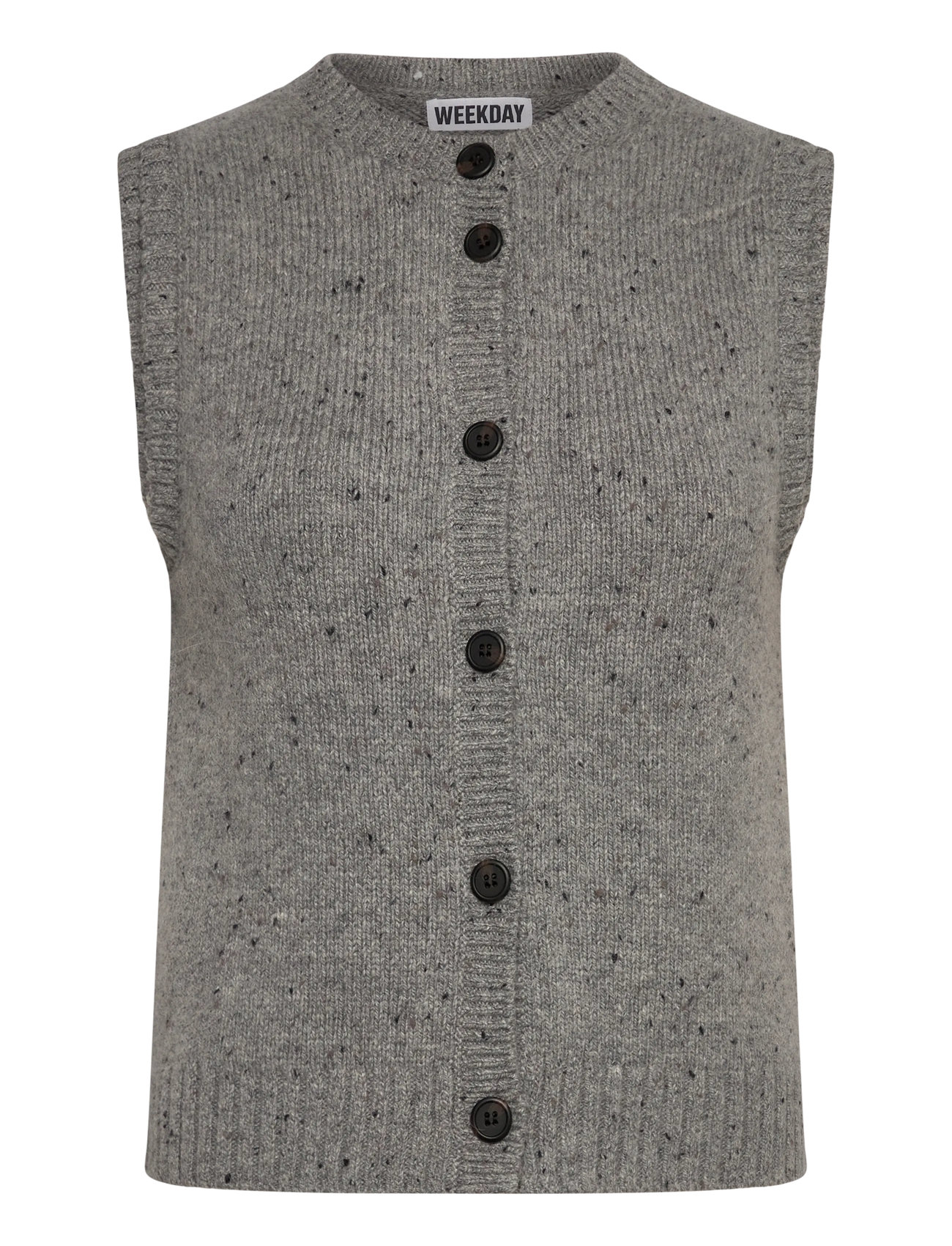 Weekday Knitted Buttoned Wool Blend Vest, S, Grey, Veste > Strikkede Veste, Dame