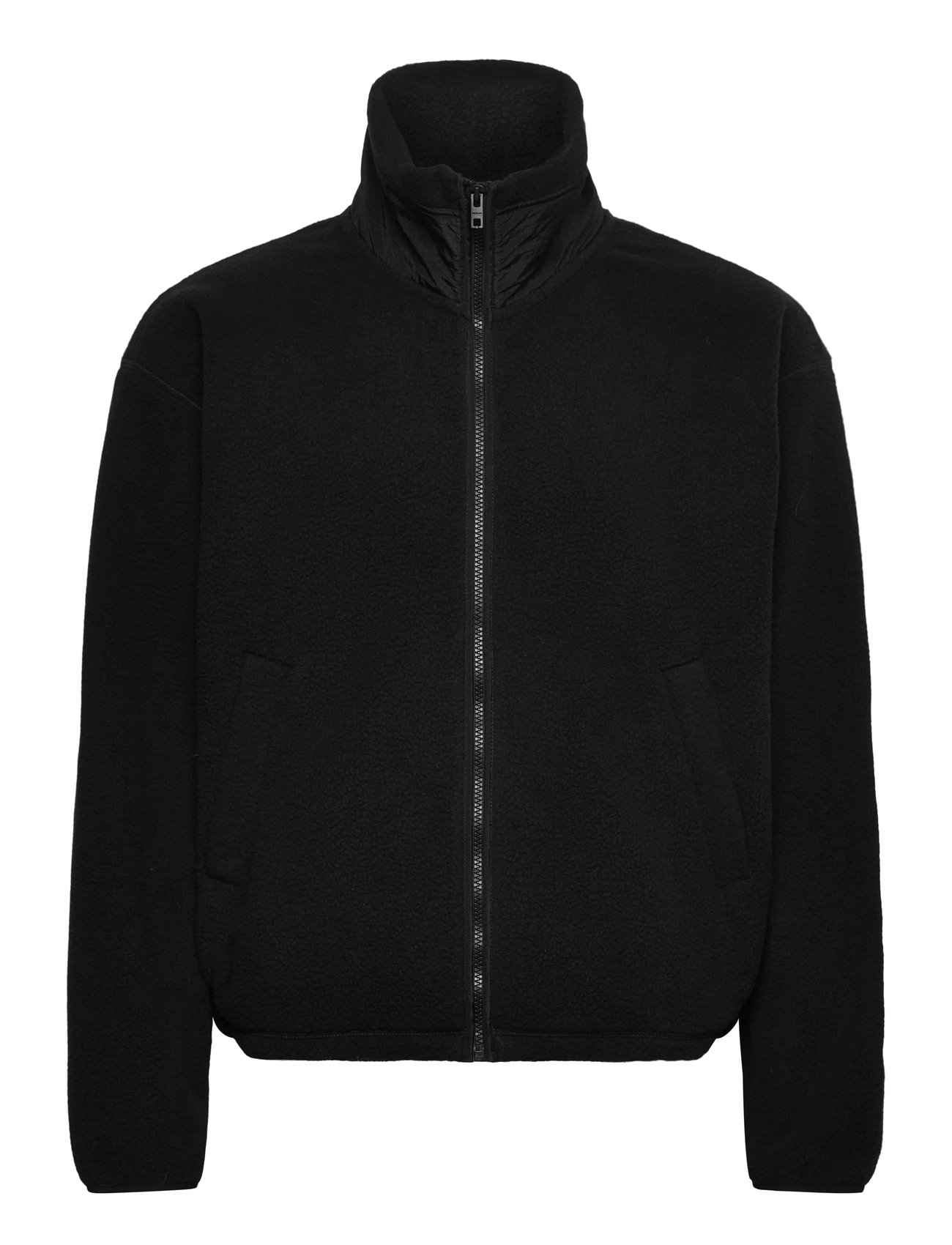 Weekday Loose Fit Zip Fleece Jacket, L, Black, Sweatshirts & Hoodies > Fleeces, Herre