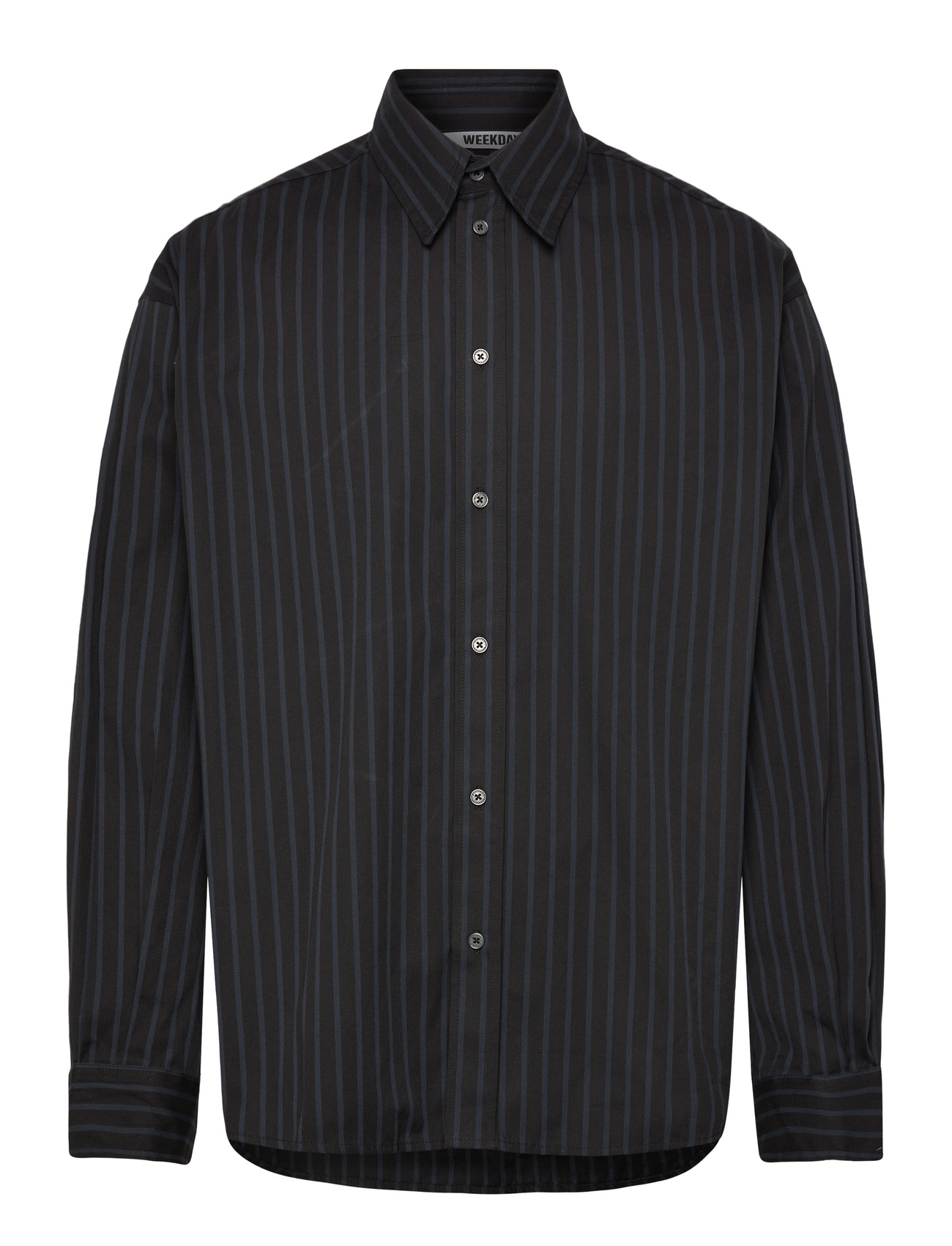 Weekday Oversized Button-Up Poplin Shirt, S, Black, Skjorter > Afslappet Shirts, Herre