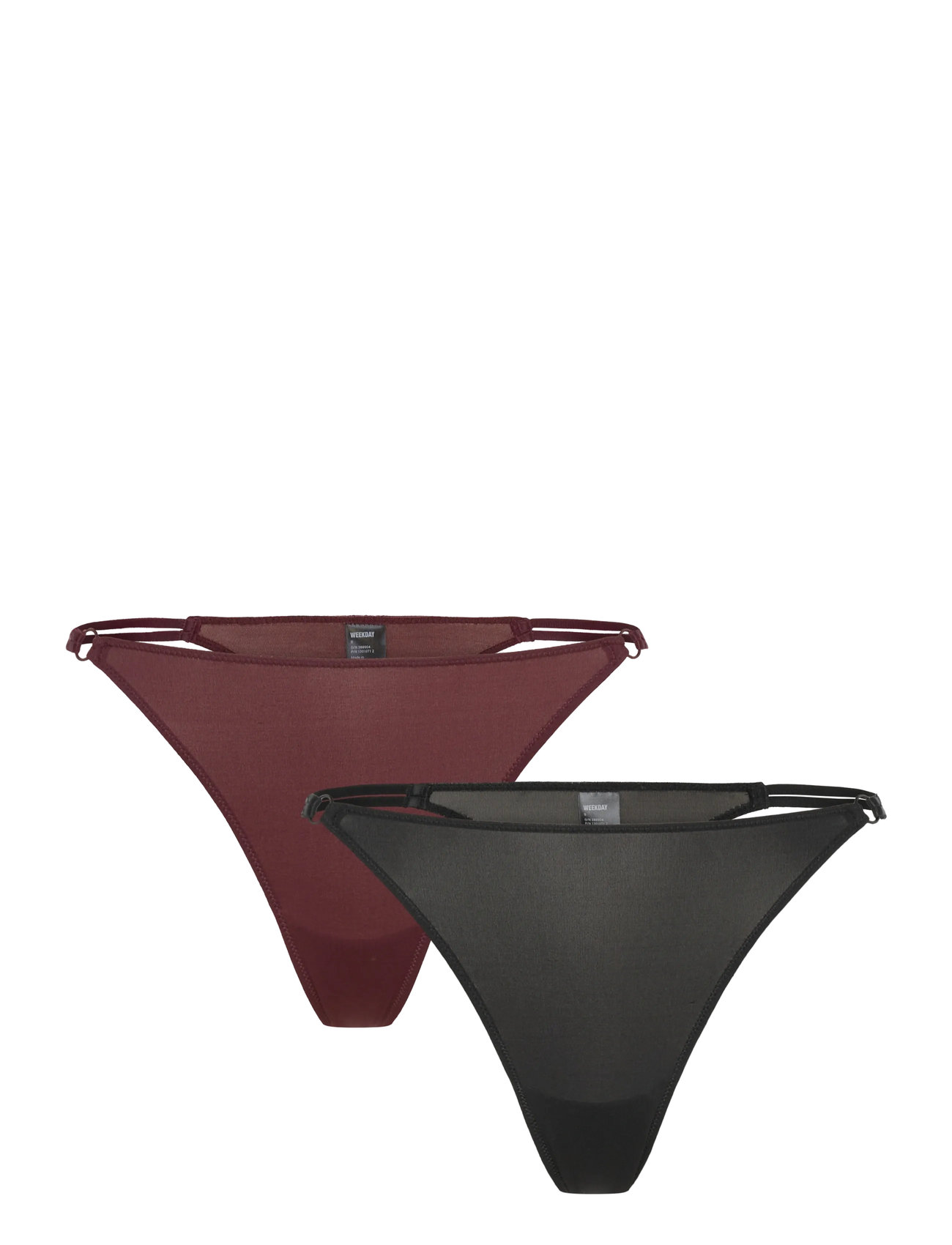 Weekday 2-Pack Tanga Thongs, XS, Burgundy, Trusser > G-Streng, Dame
