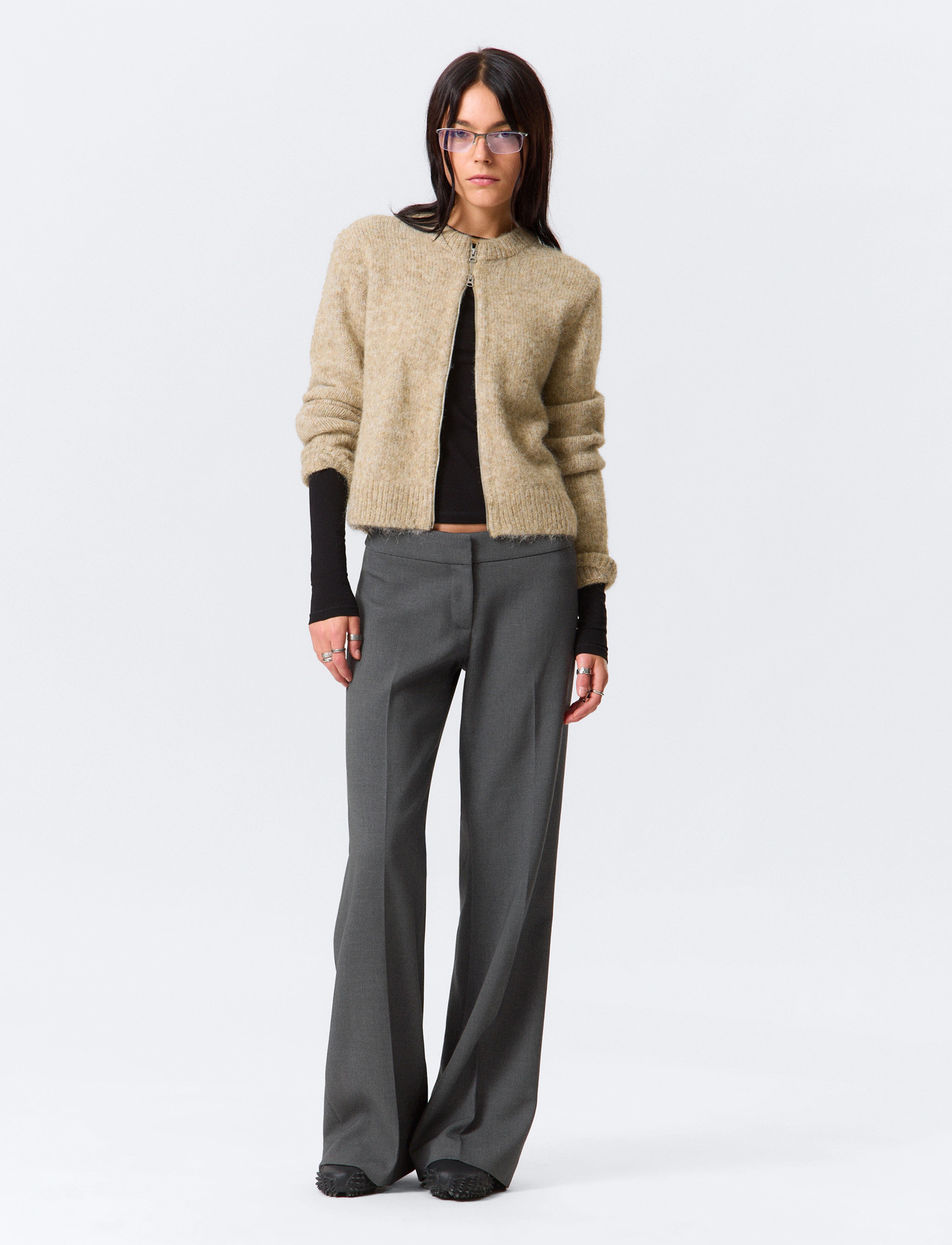 Weekday Flared Trousers, 44, Grey, Bukser > Flared, Dame