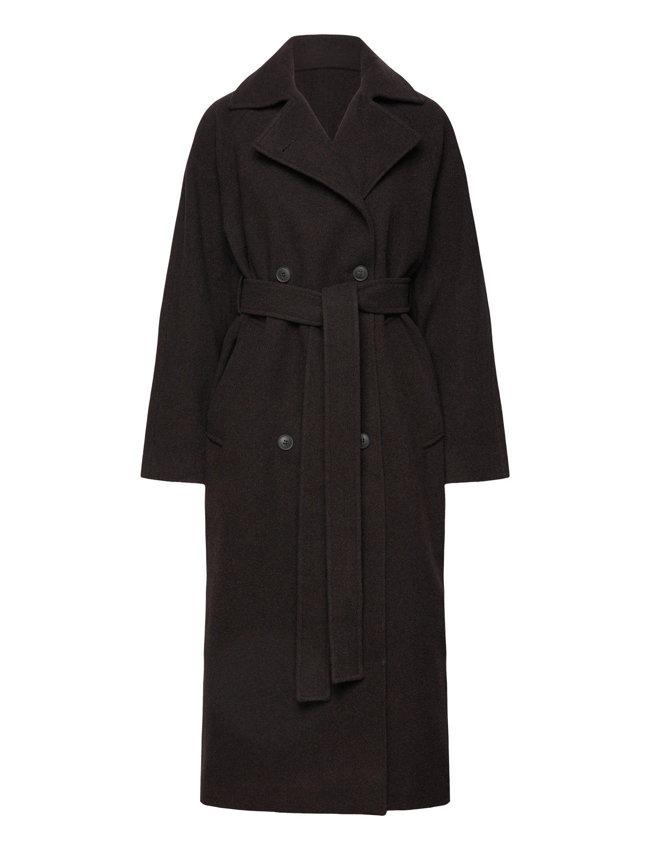 Oversized Wool-Blend Double-Breasted Coat BROWN MELANGE