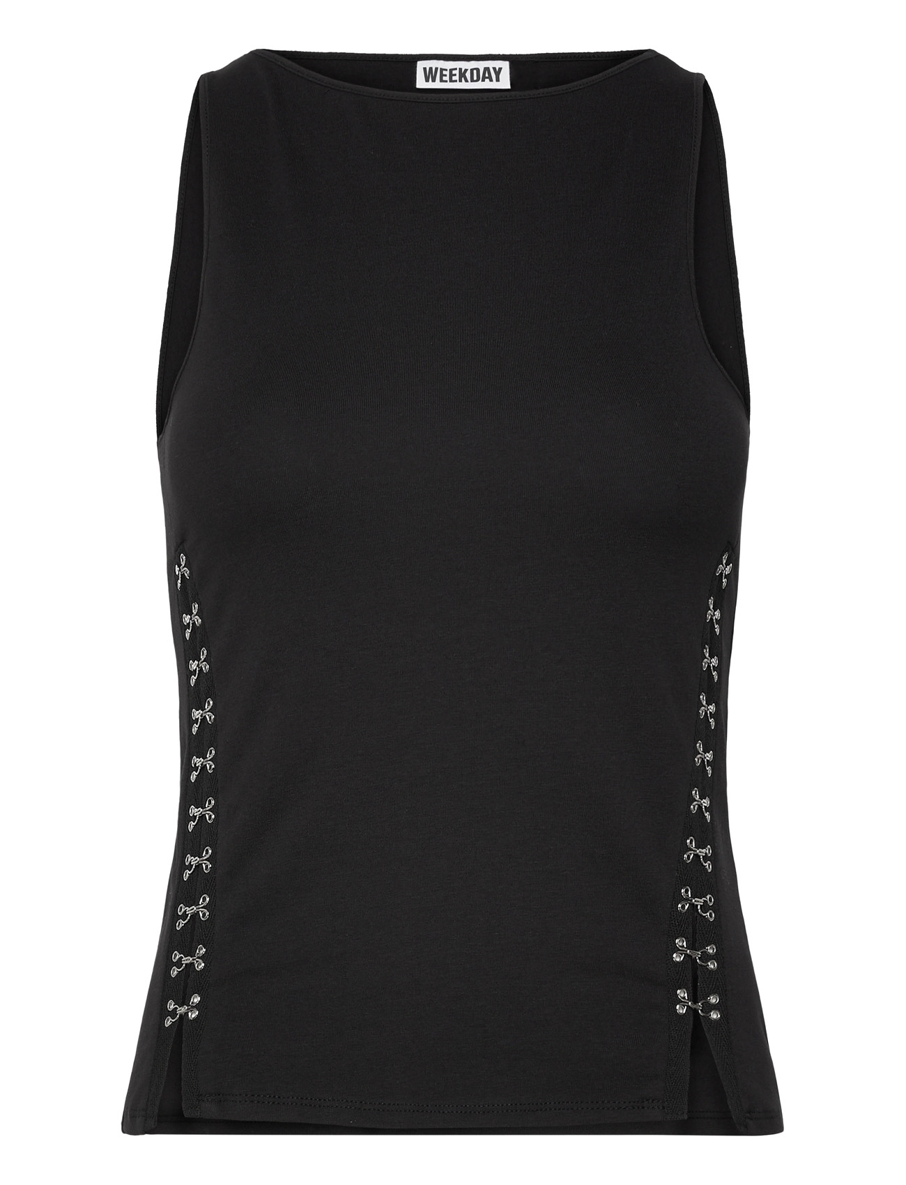 Weekday Fitted Hook & Eye Tank Top, L, Black, T-Shirts & Toppe > Uden Ærmer, Dame
