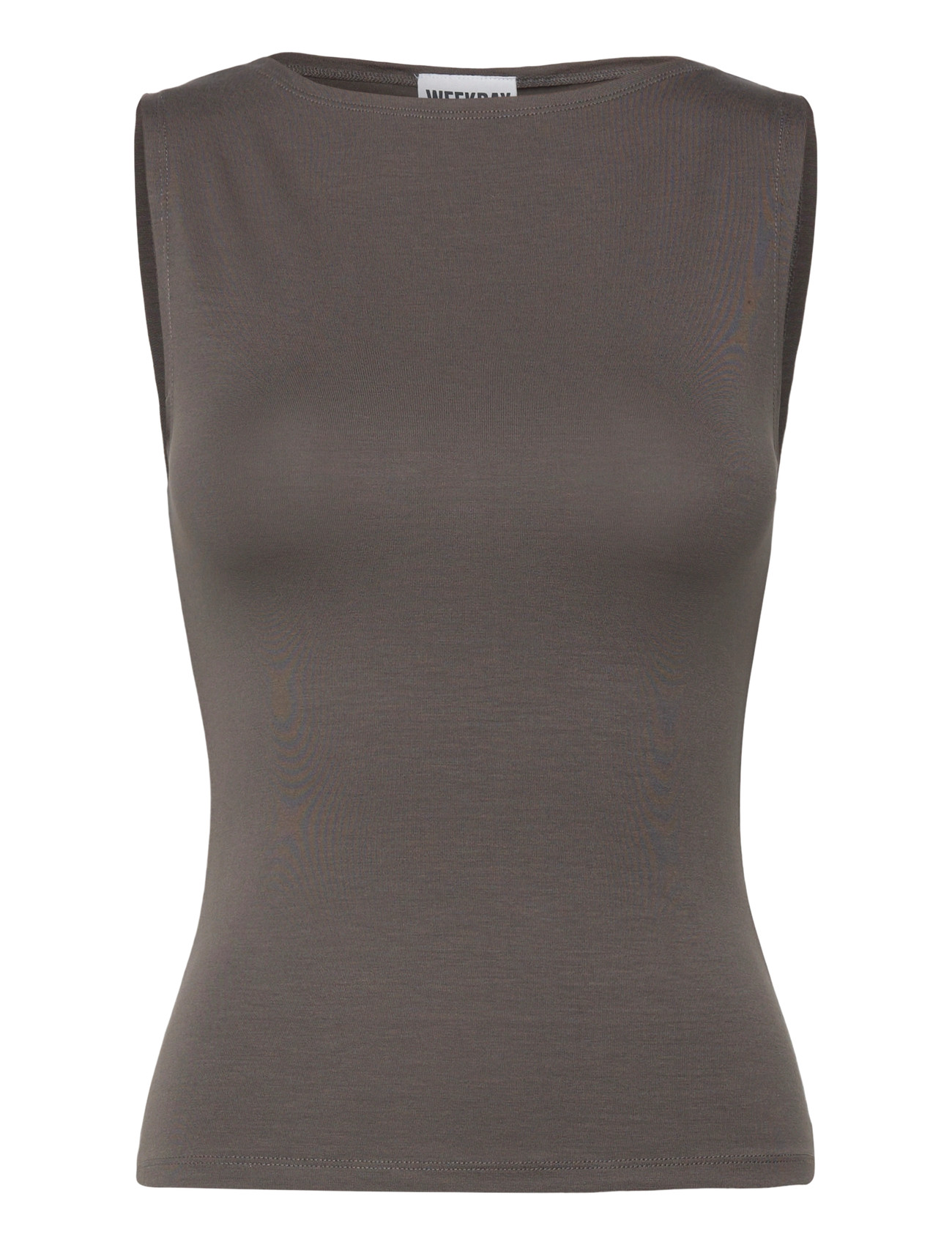 Weekday Annie Soft Sleeveless Boat-Neck Top, S, Grey, T-Shirts & Toppe > Uden Ærmer, Dame