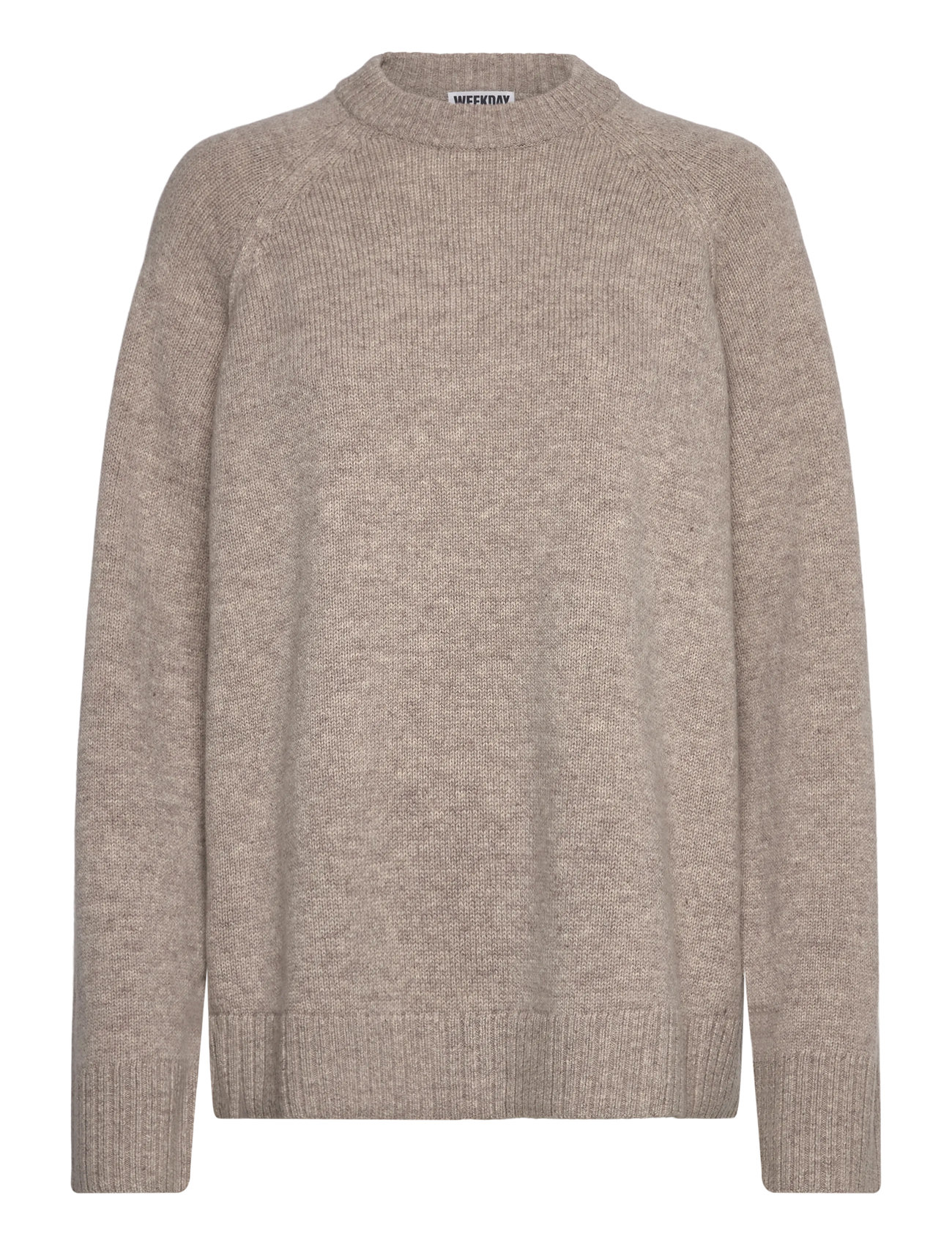 Weekday Relaxed Knitted Wool Sweater, S, Beige, Strik > Trøjer, Dame
