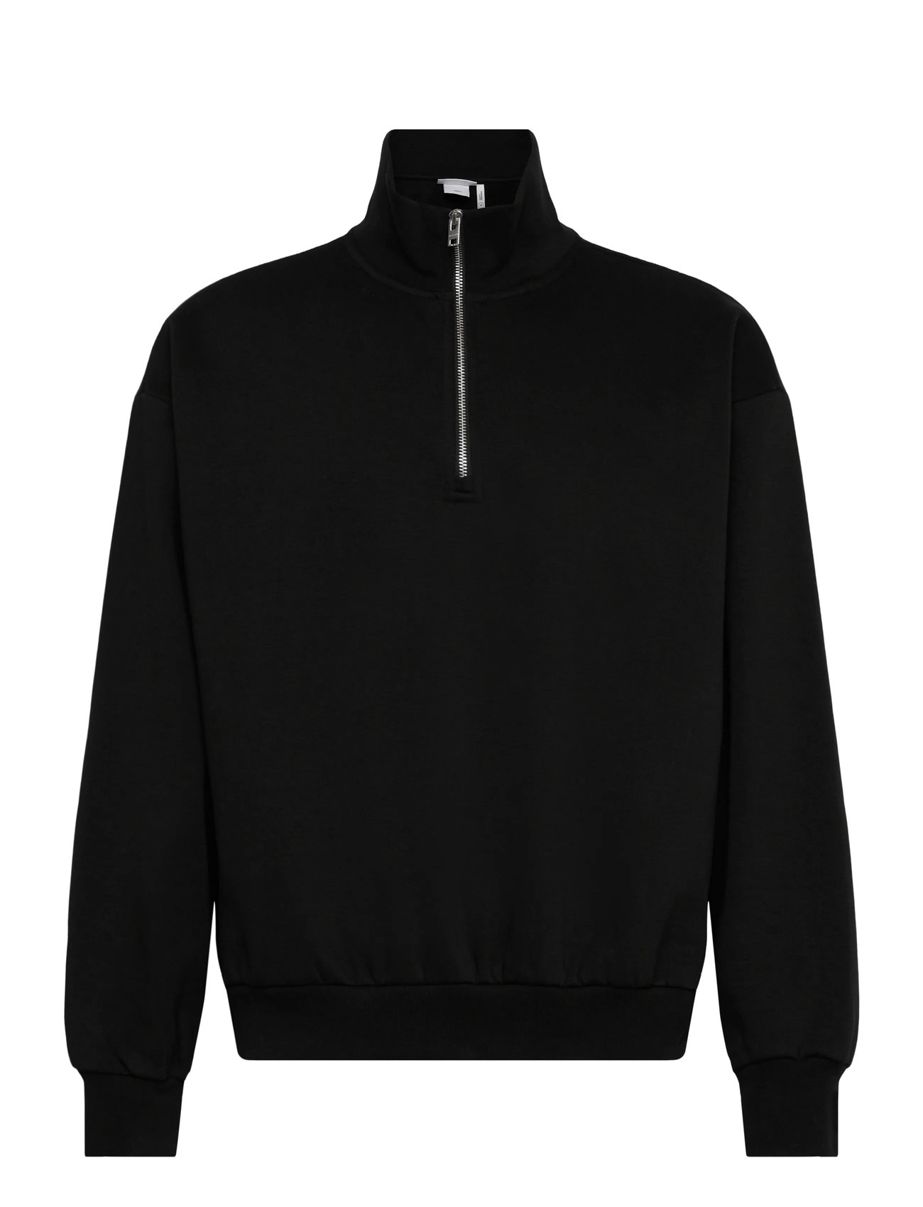 Weekday Loose Half Zip Sweatshirt, S, Black, Sweatshirts & Hættetrøjer > Sweatshirts, Herre