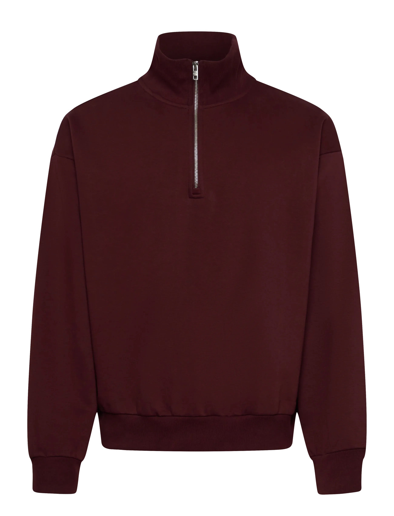 Weekday Loose Half Zip Sweatshirt, XS, Burgundy, Sweatshirts & Hættetrøjer > Sweatshirts, Herre