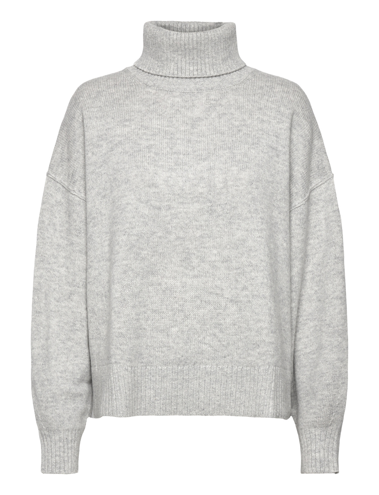 Weekday Oversized Wool Turtleneck Sweater, L, Grey, Strik > Rullekrave, Dame