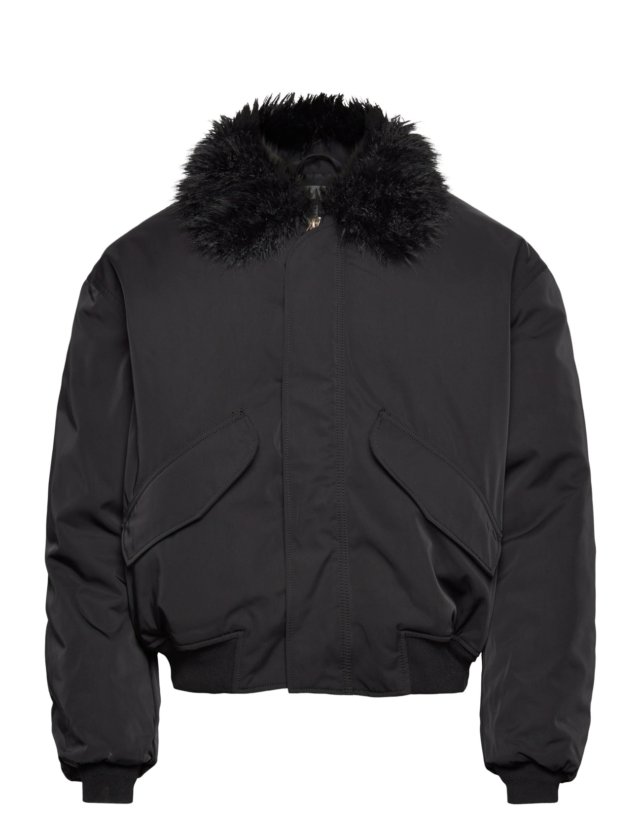 Weekday Loose Bomber Jacket With Faux-Fur Collar, XL, Black, Jakker > Bomberjakker, Herre