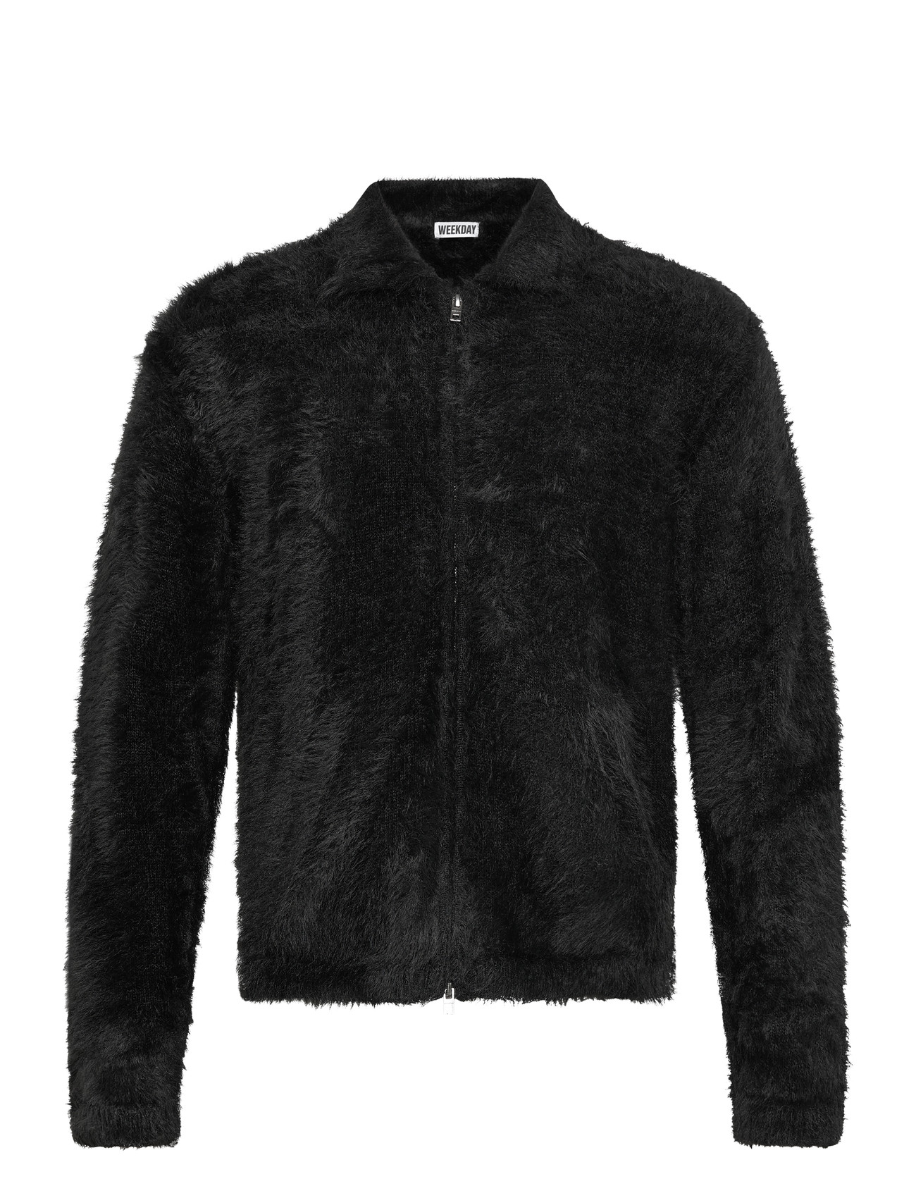 Weekday Hairy Knitted Zip Cardigan, XL, Black, Strik > Cardigans, Herre