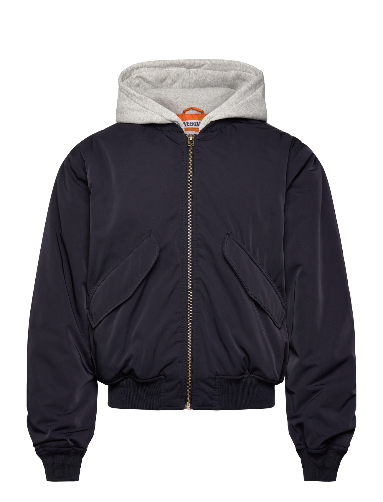 Weekday Loose Hooded Bomber Jacket, S, Navy, Jakker > Bomberjakker, Herre