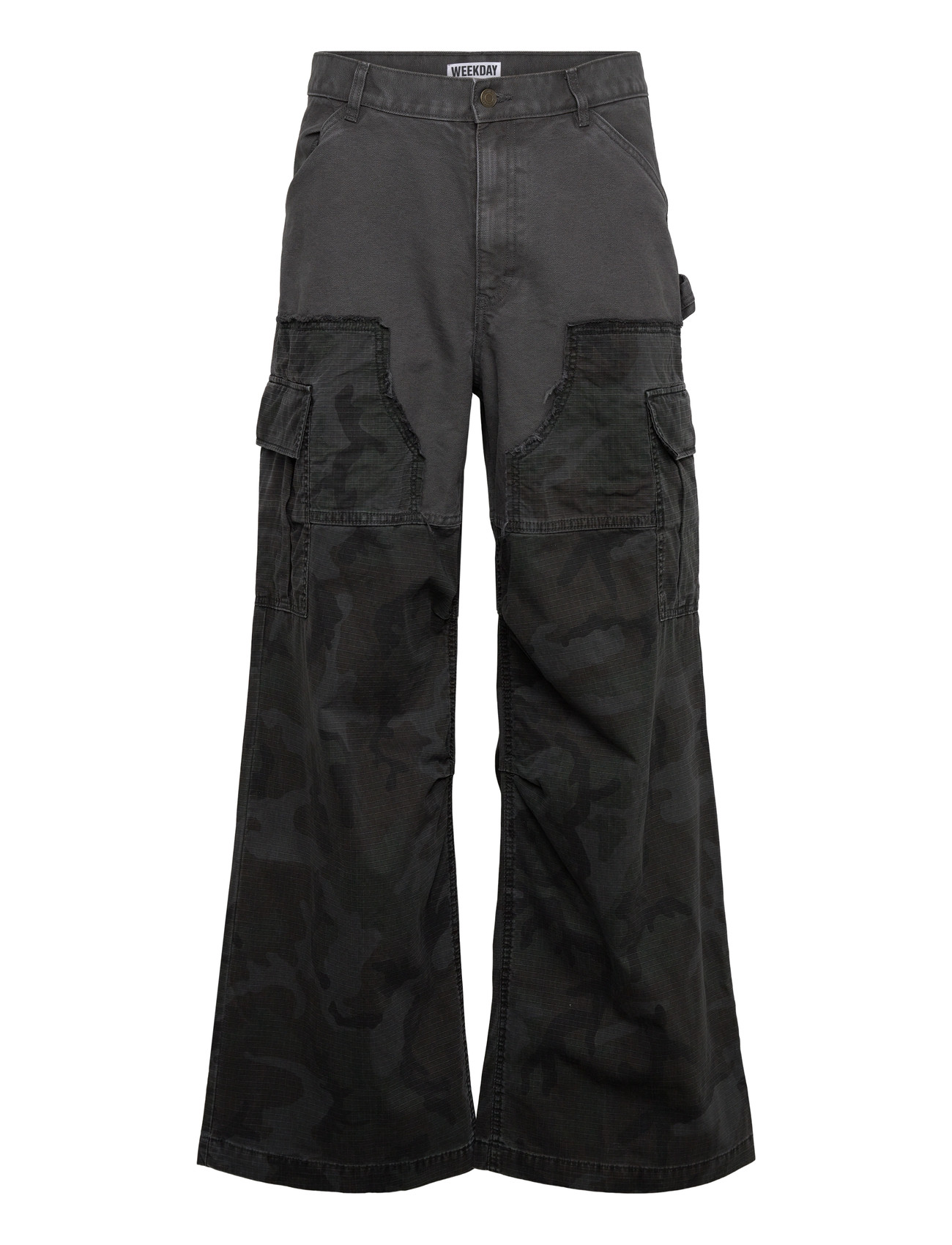Weekday Loose Patchwork Cargo Trousers, 46, Navy, Bukser > Cargo-Bukser, Herre