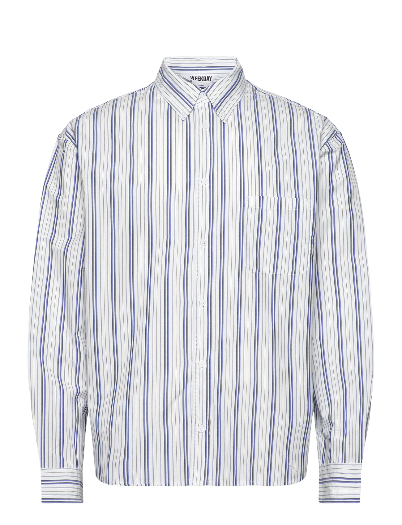 Weekday Loose Button-Down Poplin Shirt, L, Blue, Skjorter > Afslappet Shirts, Herre