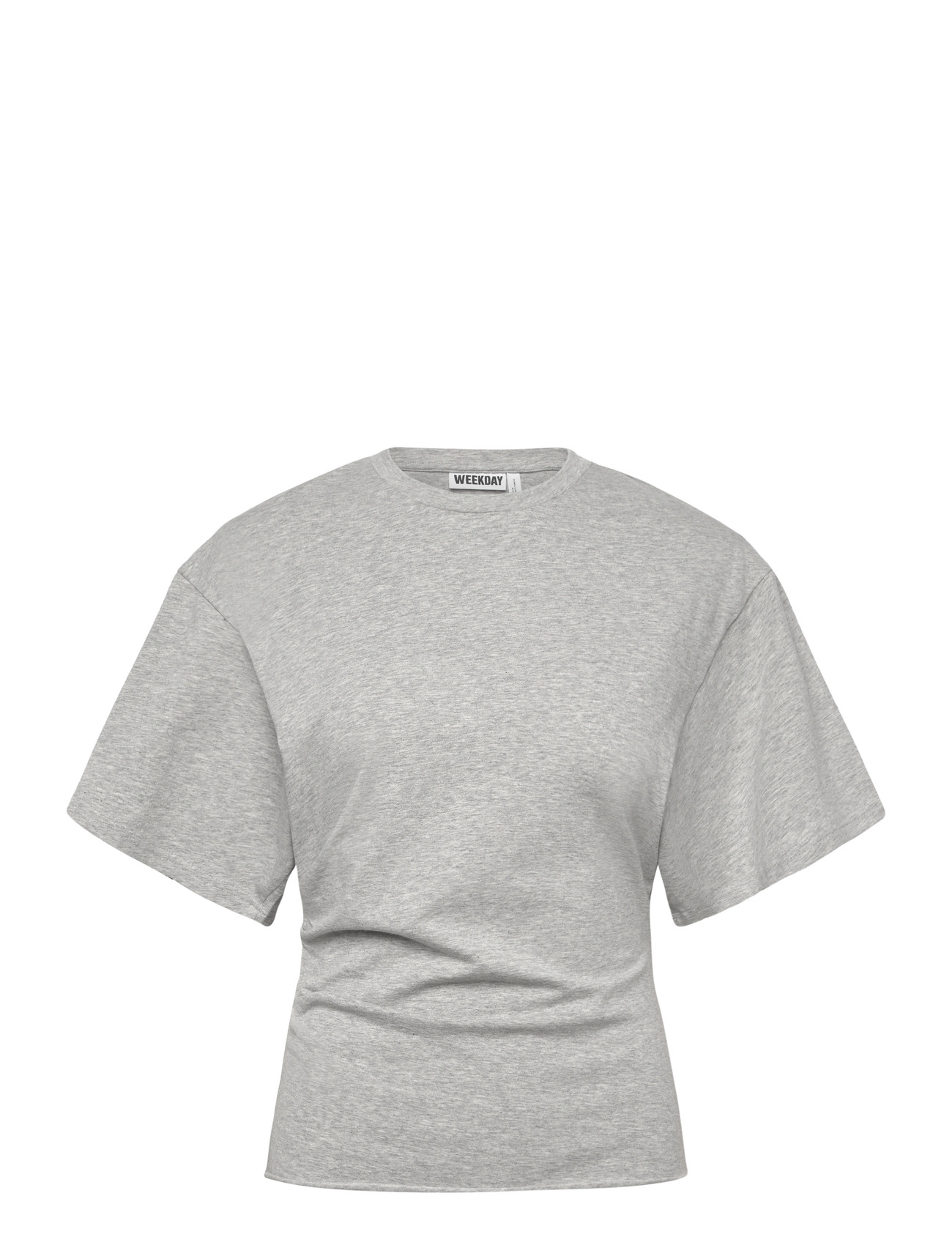 Weekday Draped Fitted T-Shirt, L, Grey, T-Shirts & Toppe > Kortærmede, Dame