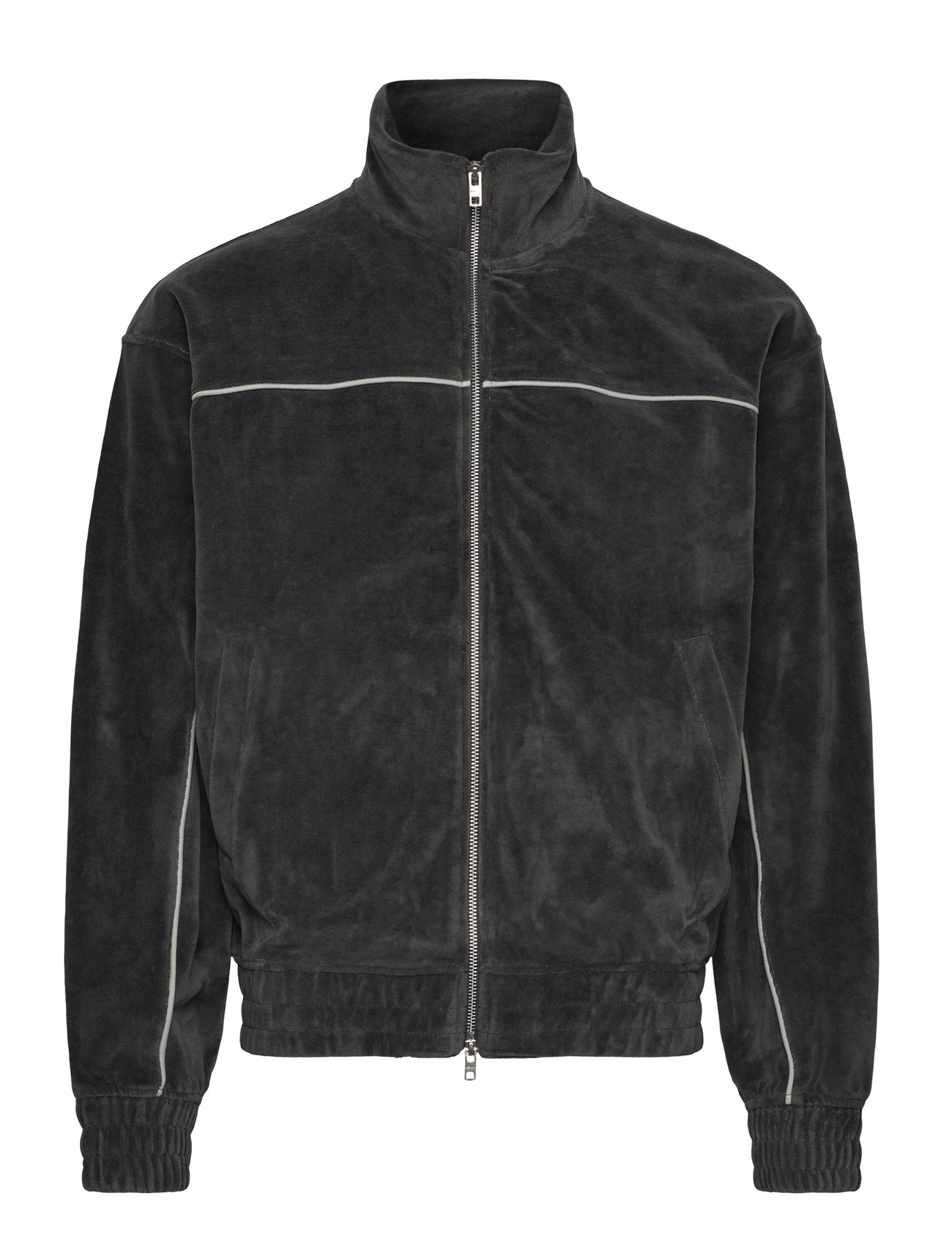 Weekday Kyoto Velour Track Jacket, XS, Grey, Sport Jackets > Sport Training Jackets, Herre