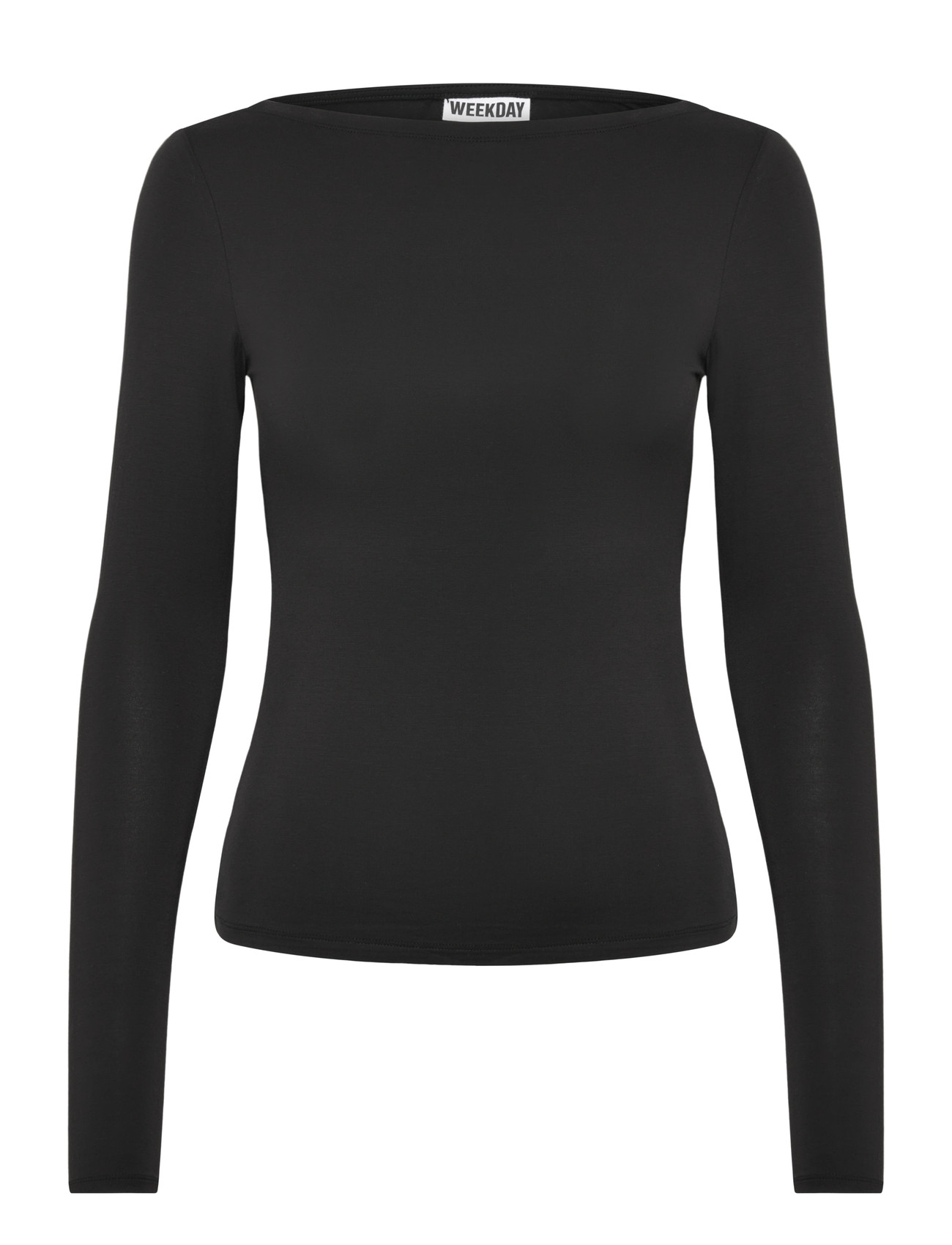 Weekday Open Back Long Sleeve Top, S, Black, T-Shirts & Toppe > Langærmede, Dame