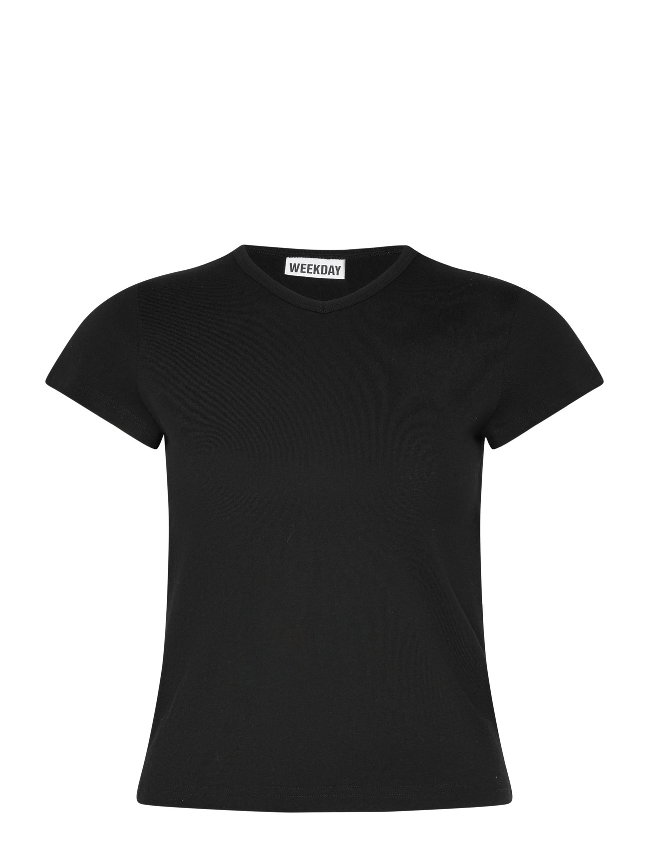 Weekday V-Neck Slim T-Shirt, M, Black, T-Shirts & Toppe > Kortærmede, Dame