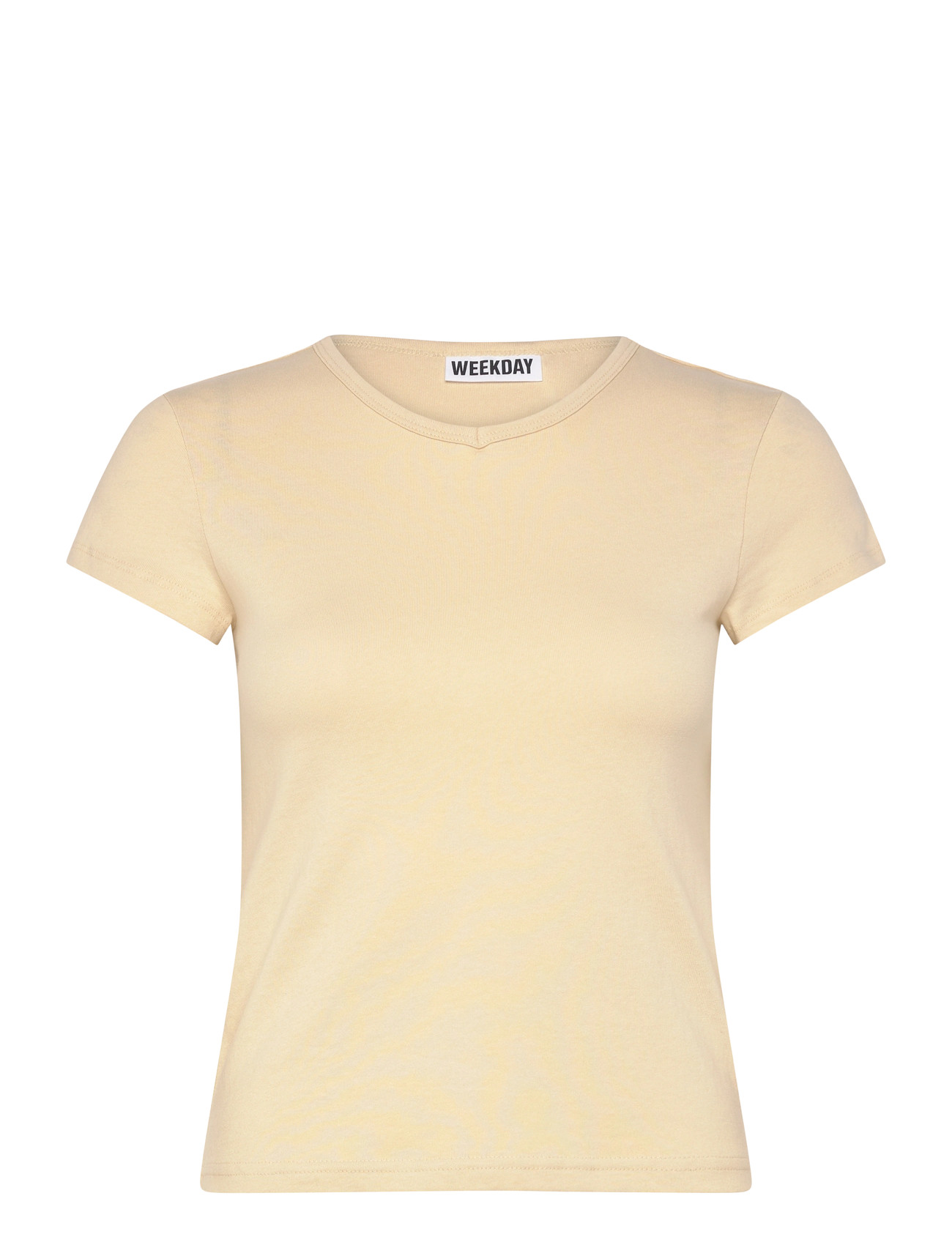 Weekday V-Neck Slim T-Shirt, XXS, Cream, T-Shirts & Toppe > Kortærmede, Dame