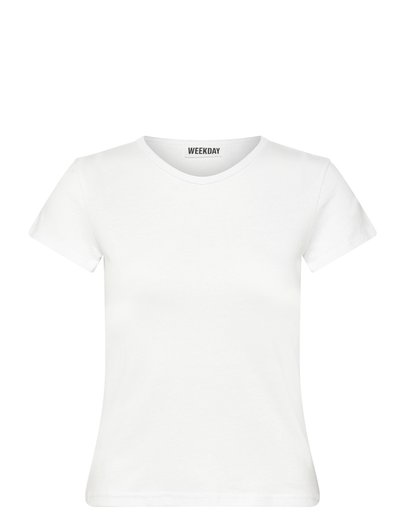 Weekday V-Neck Slim T-Shirt, XL, White, T-Shirts & Toppe > Kortærmede, Dame