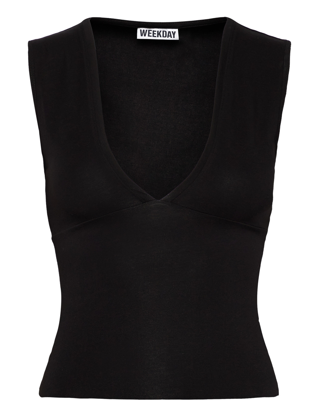 Weekday V Neck Shortsleeve Top, XL, Black, T-Shirts & Toppe > Uden Ærmer, Dame