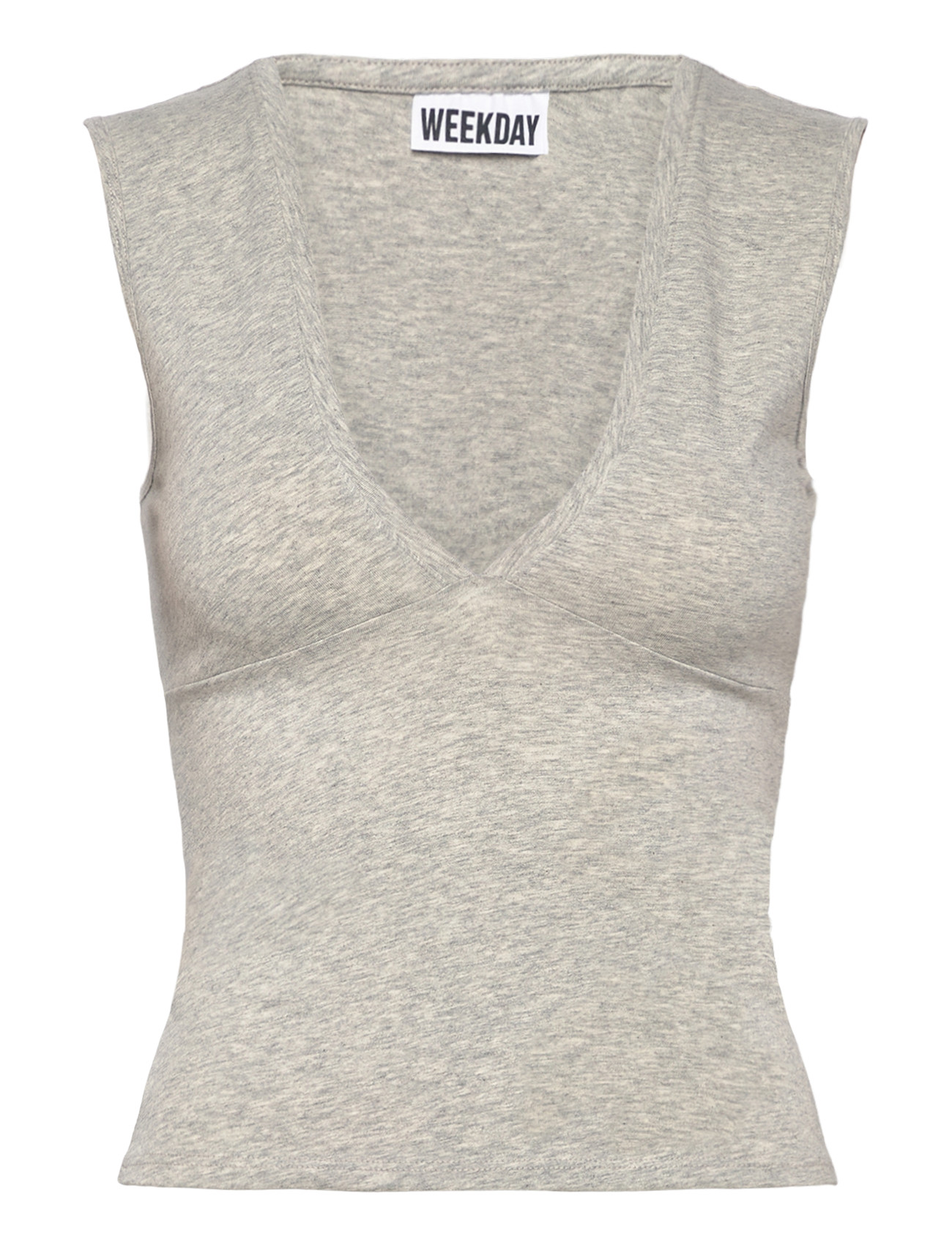Weekday V Neck Shortsleeve Top, L, Grey, T-Shirts & Toppe > Uden Ærmer, Dame