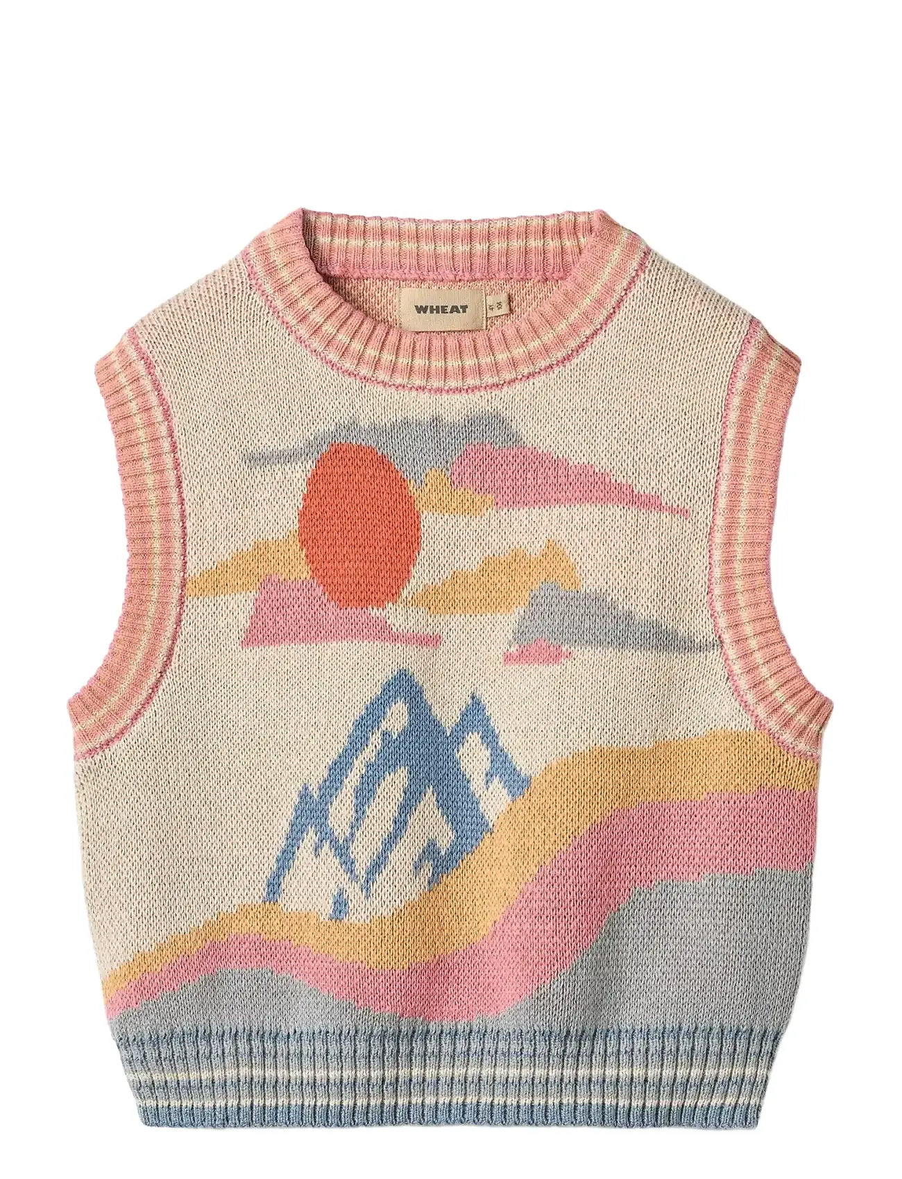 Wheat Jacquard Vest Maria, 128, Cream, Overdele > Veste, Børn