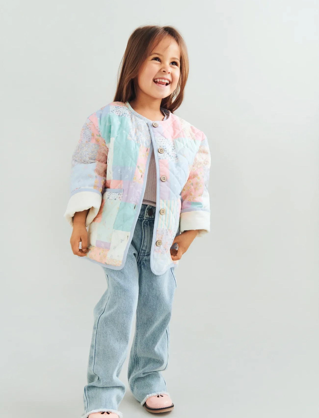 Wheat Quilt Jacket Inaja, 152, Multi/patterned, Jakker & Frakker > Quiltede Jakker, Børn