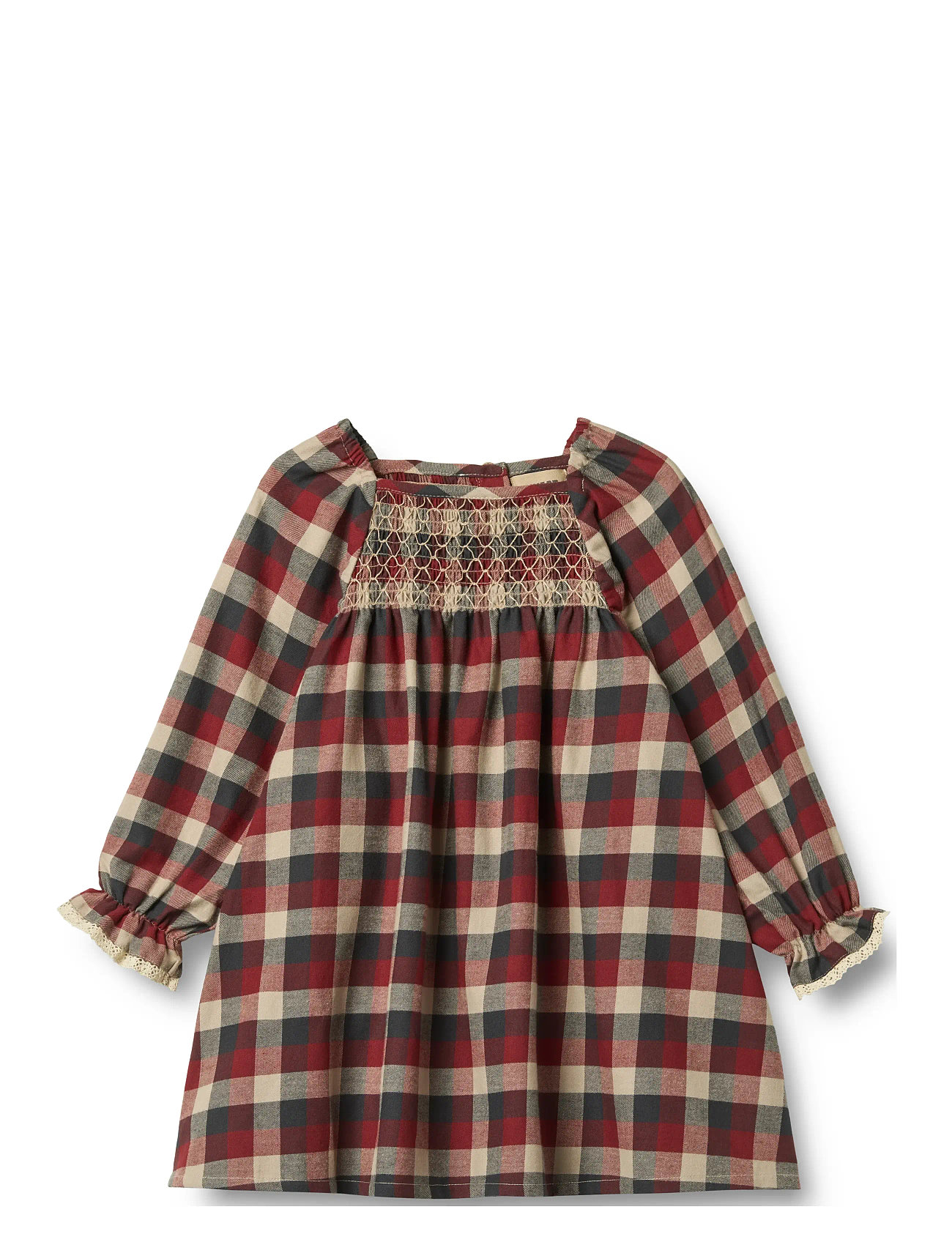 Wheat Dress L/S Lace Bella, 122, Red, Fritidskjoler > Fritidskjoler Med Lange Ærmer, Børn