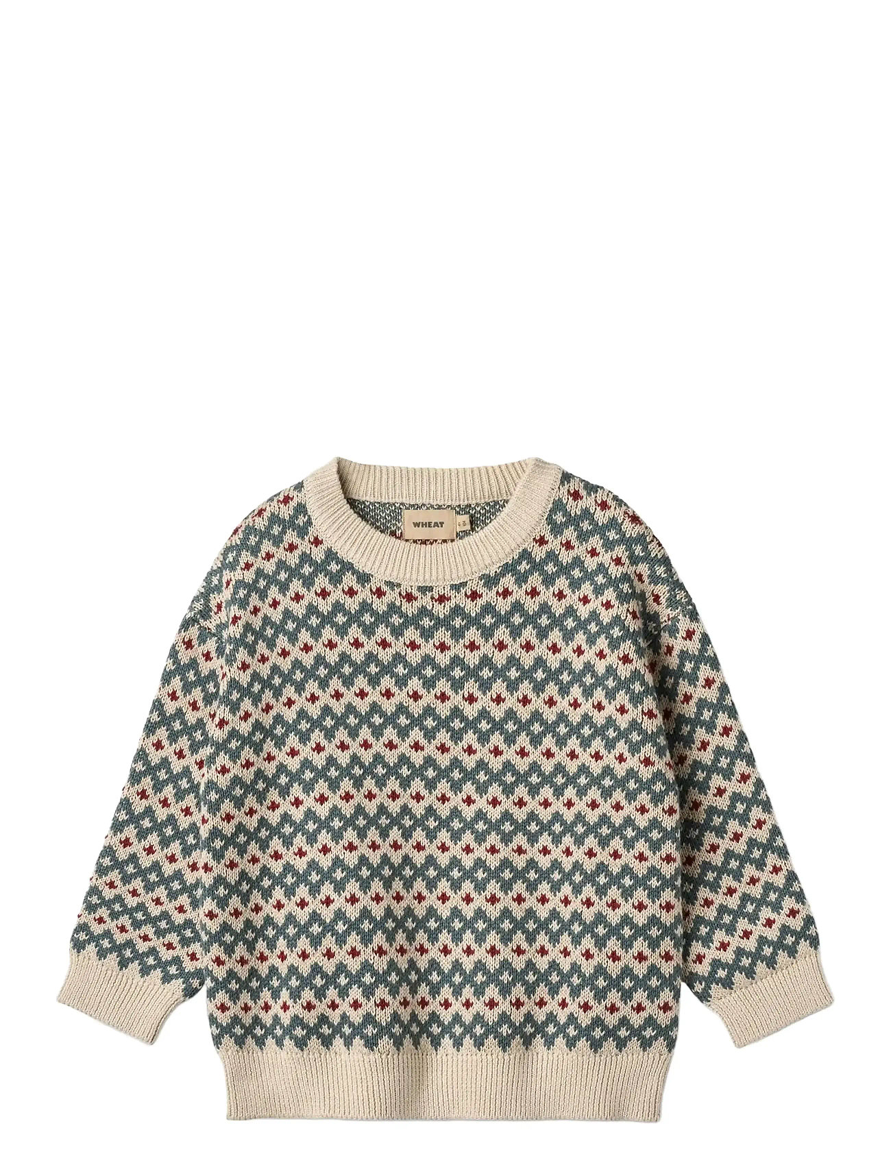Wheat Jacquard Pullover Harlow, 122, Cream, Strik > Pullovere, Børn