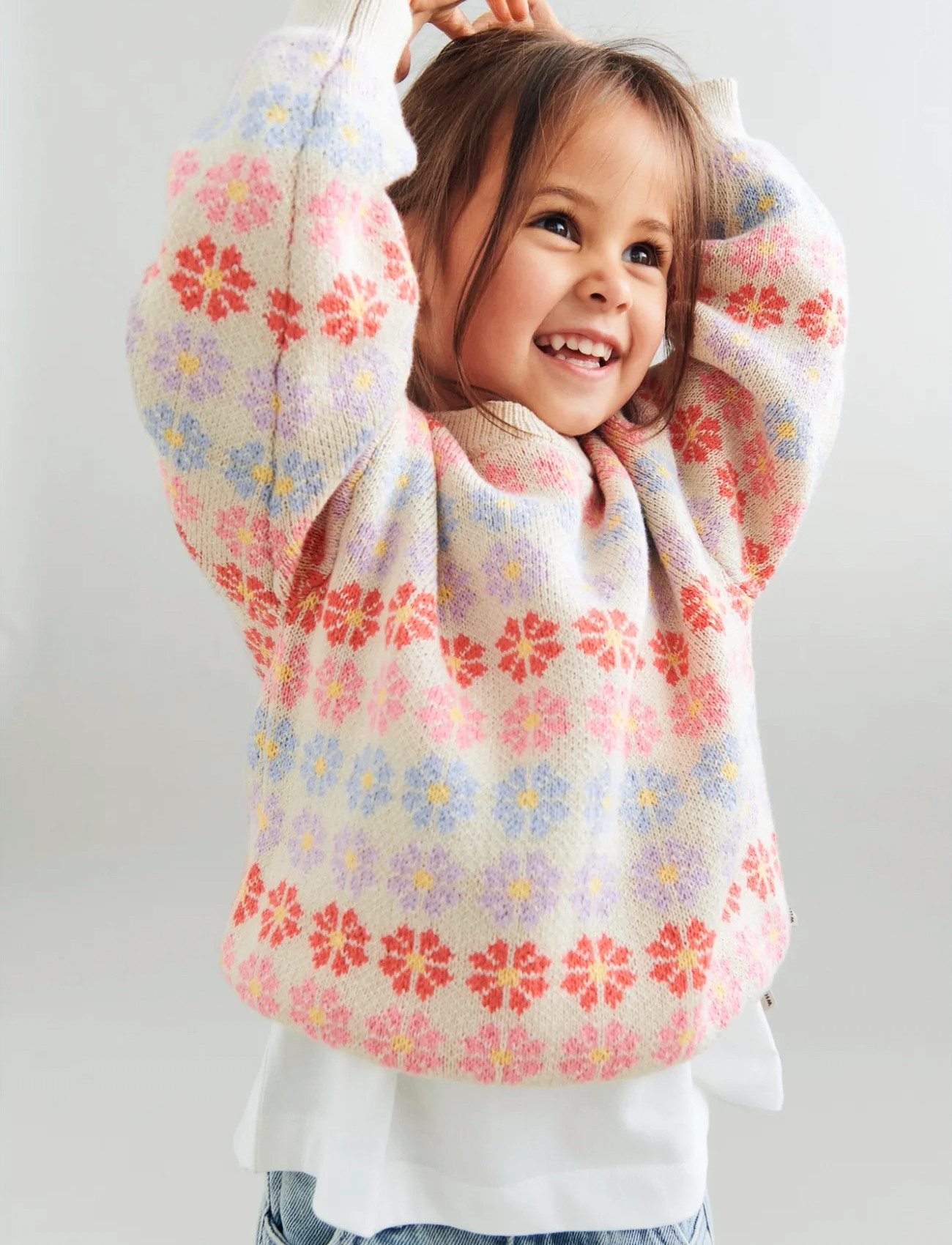 Wheat Jacquard Pullover Harlow, 152, Beige, Strik > Pullovere, Børn