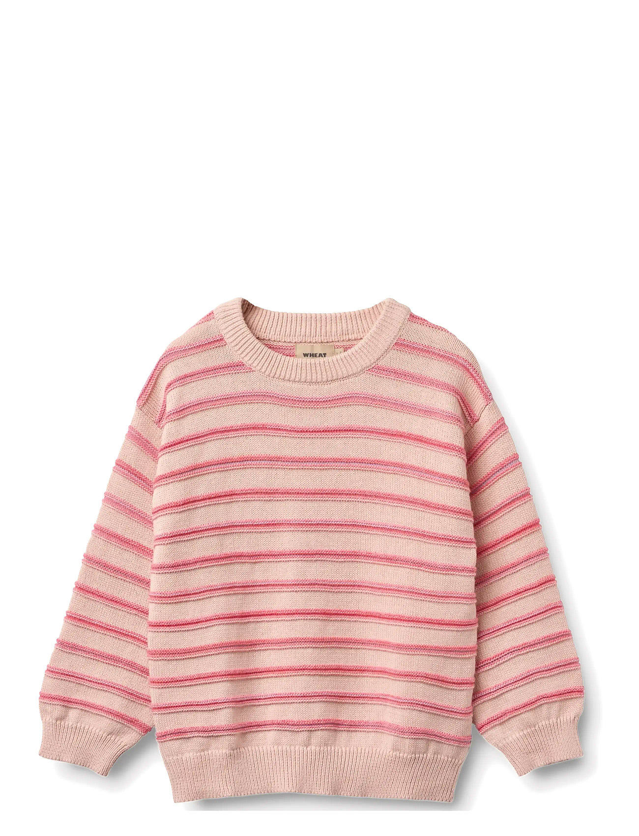 Wheat Jacquard Pullover Harlow, 128, Pink, Strik > Pullovere, Børn
