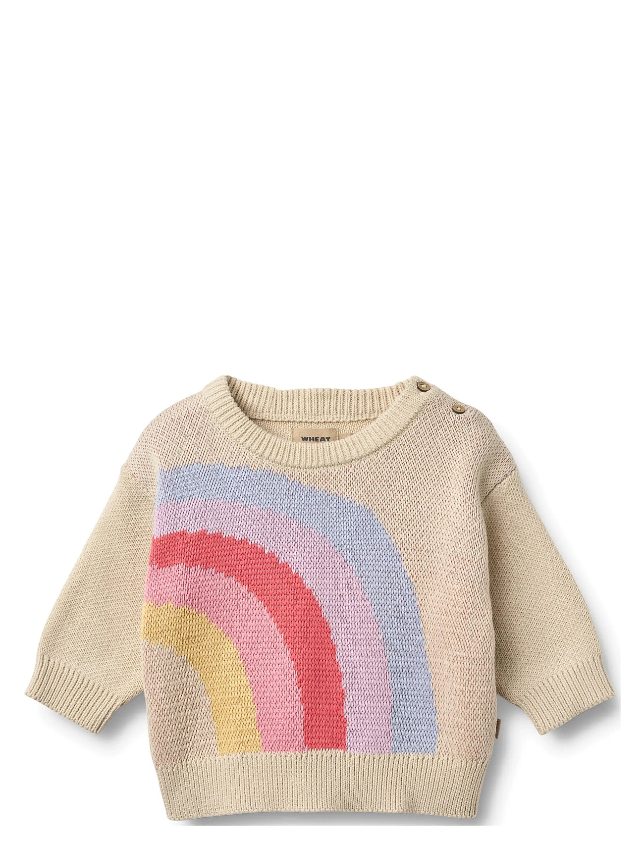 Wheat Jacquard Pullover Solveig, 74, Beige, Strik > Pullovere, Børn