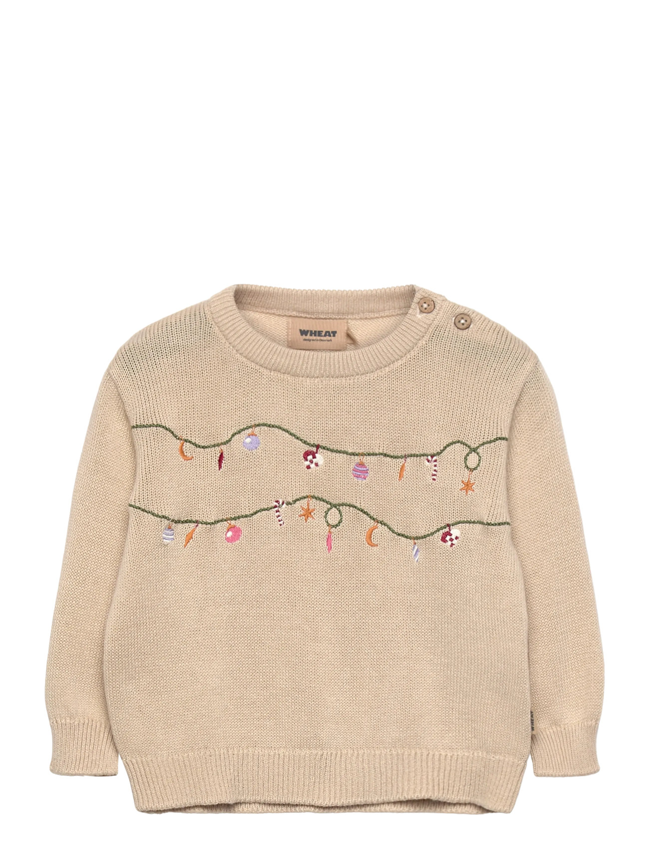 Wheat Knit Pullover Embr. Lisa, 86, Beige, Strik > Pullovere, Børn