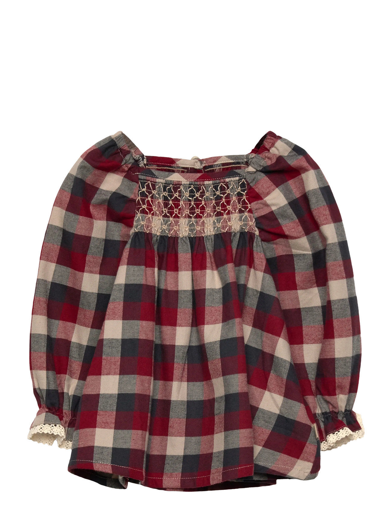 Wheat Dress L/S Lace Bella, 80, Red, Babykjoler > Langærmede Babykjoler, Børn