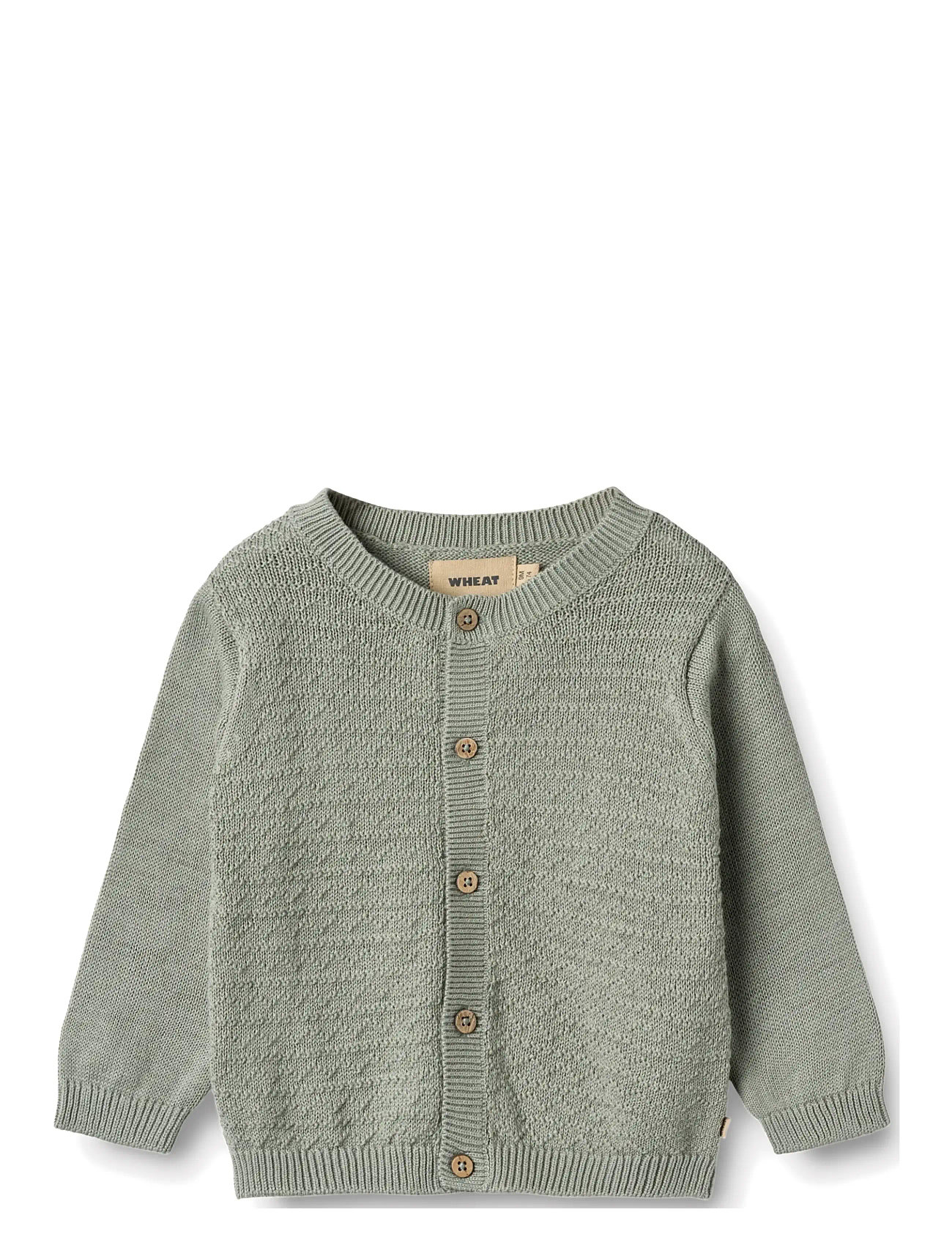 Wheat Knit Cardigan Bjørn, 68, Green, Strik > Cardigans, Børn