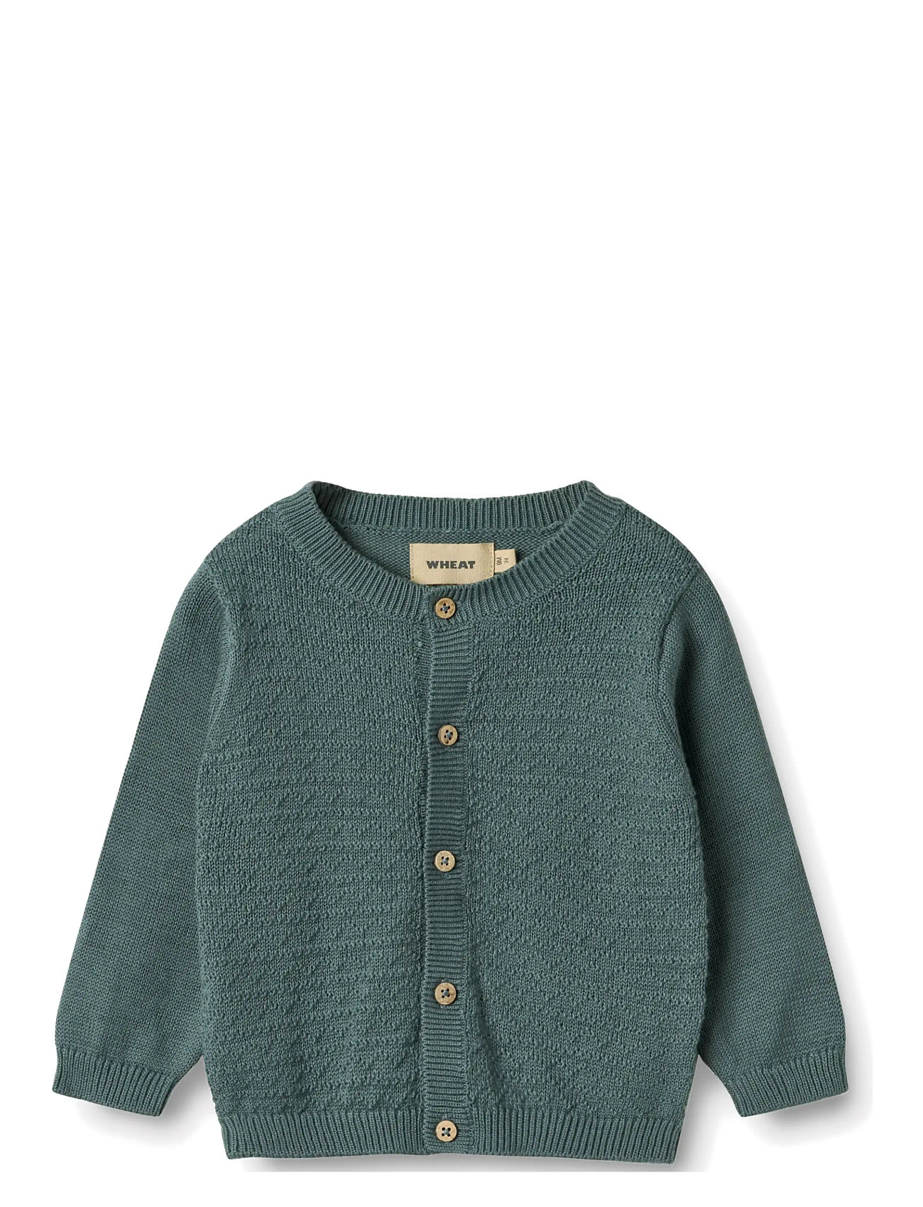 Wheat Knit Cardigan Bjørn, 74, Green, Strik > Cardigans, Børn
