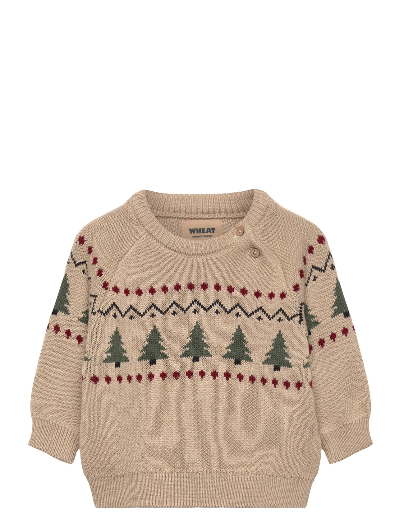 Wheat Jacquard Pullover Balou, 92, Beige, Strik > Pullovere, Børn